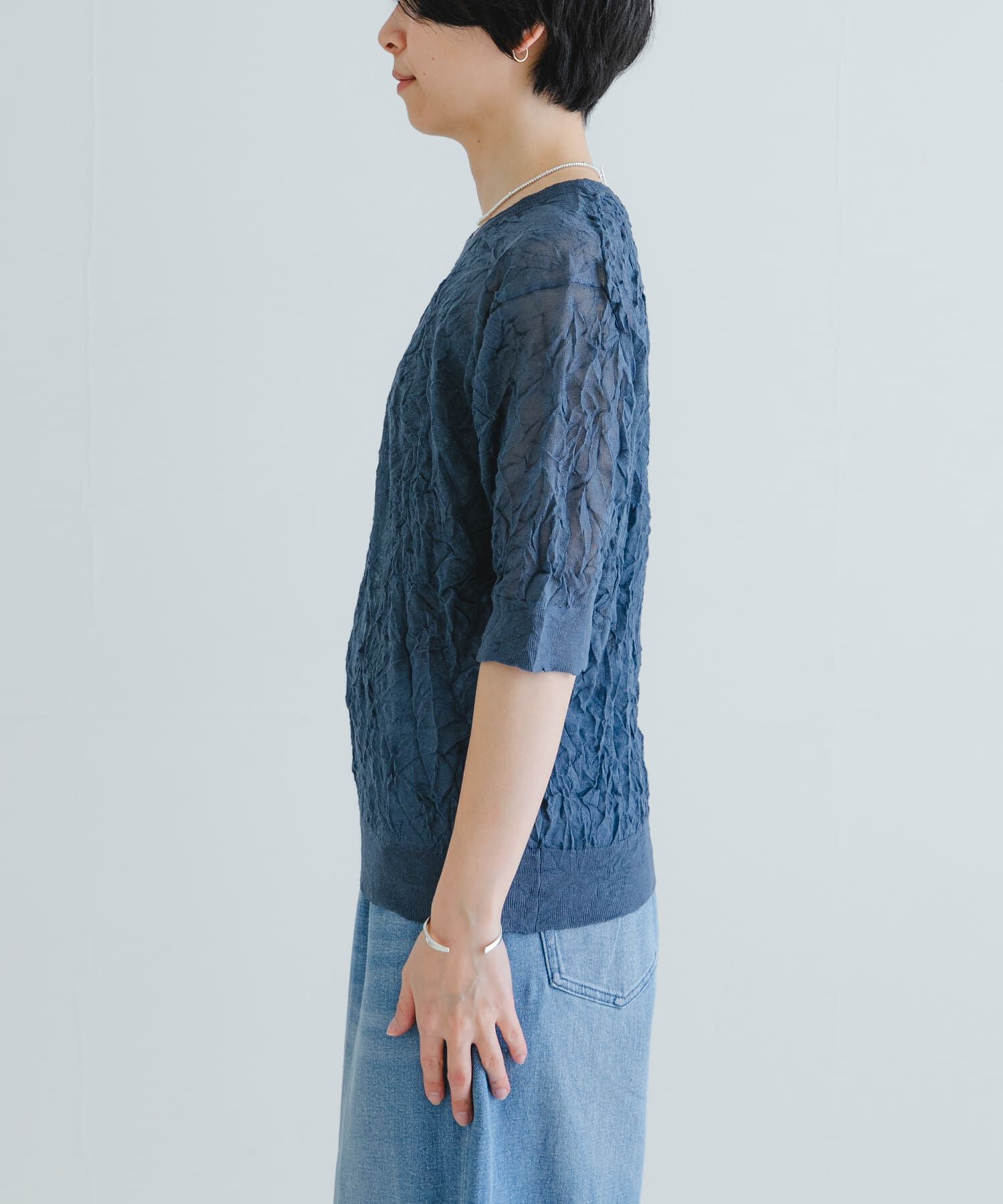 URBAN RESEARCH「new basic　リネン混ワッシャーハーフスリーブニット」|ニット・セーター|