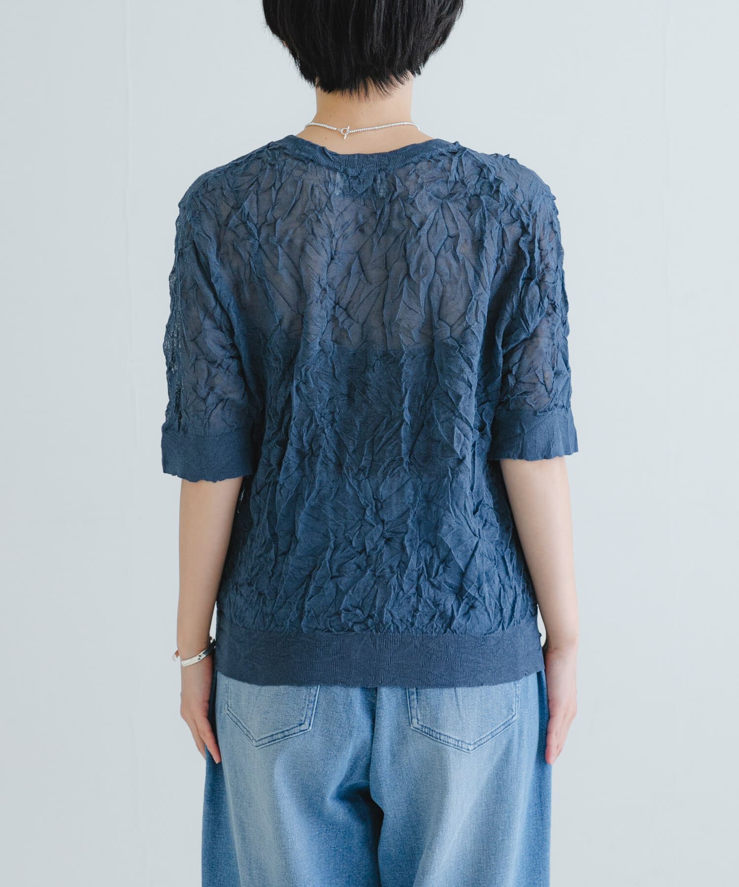URBAN RESEARCH「new basic　リネン混ワッシャーハーフスリーブニット」|ニット・セーター|