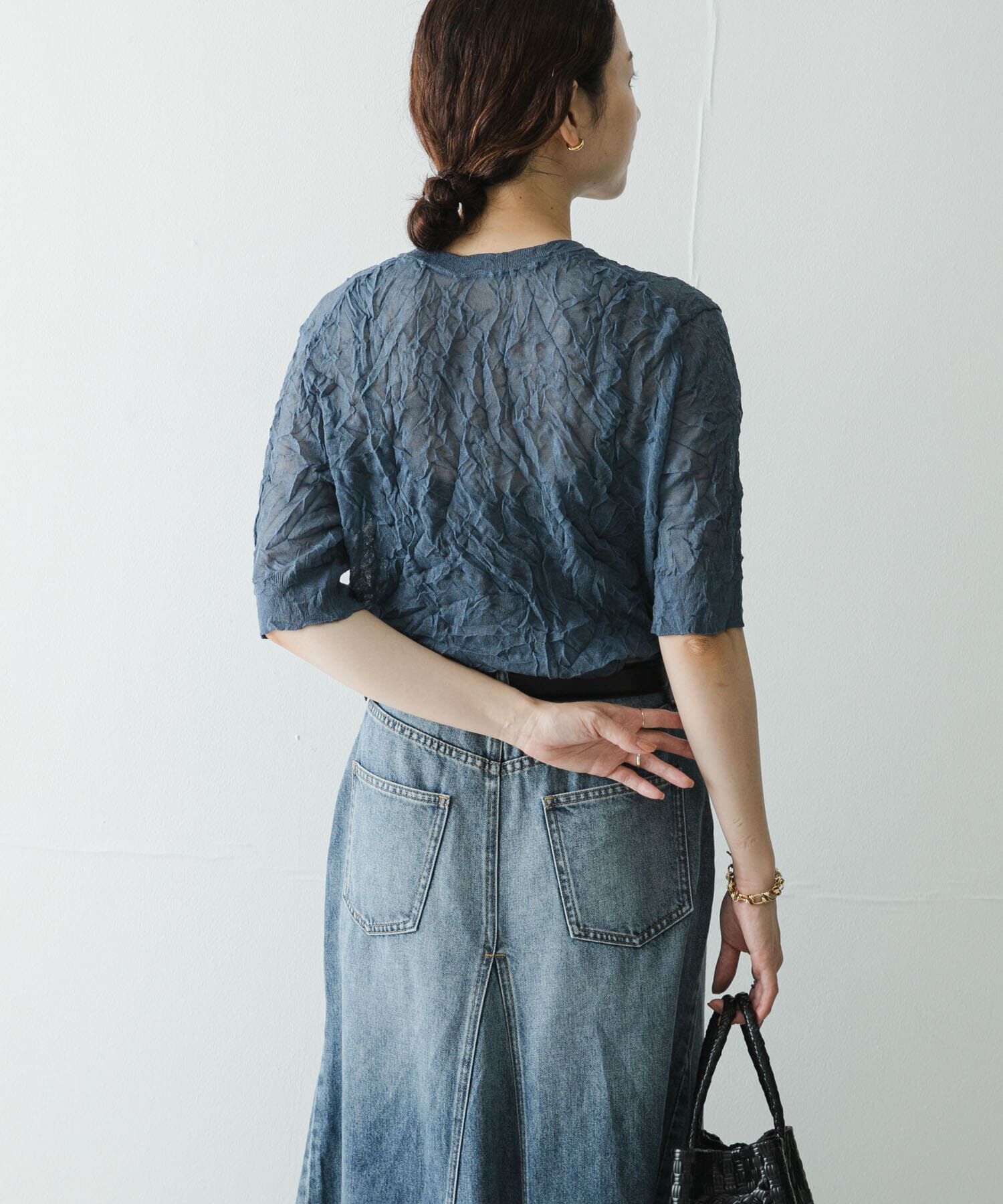 URBAN RESEARCH「new basic　リネン混ワッシャーハーフスリーブニット」|ニット・セーター|
