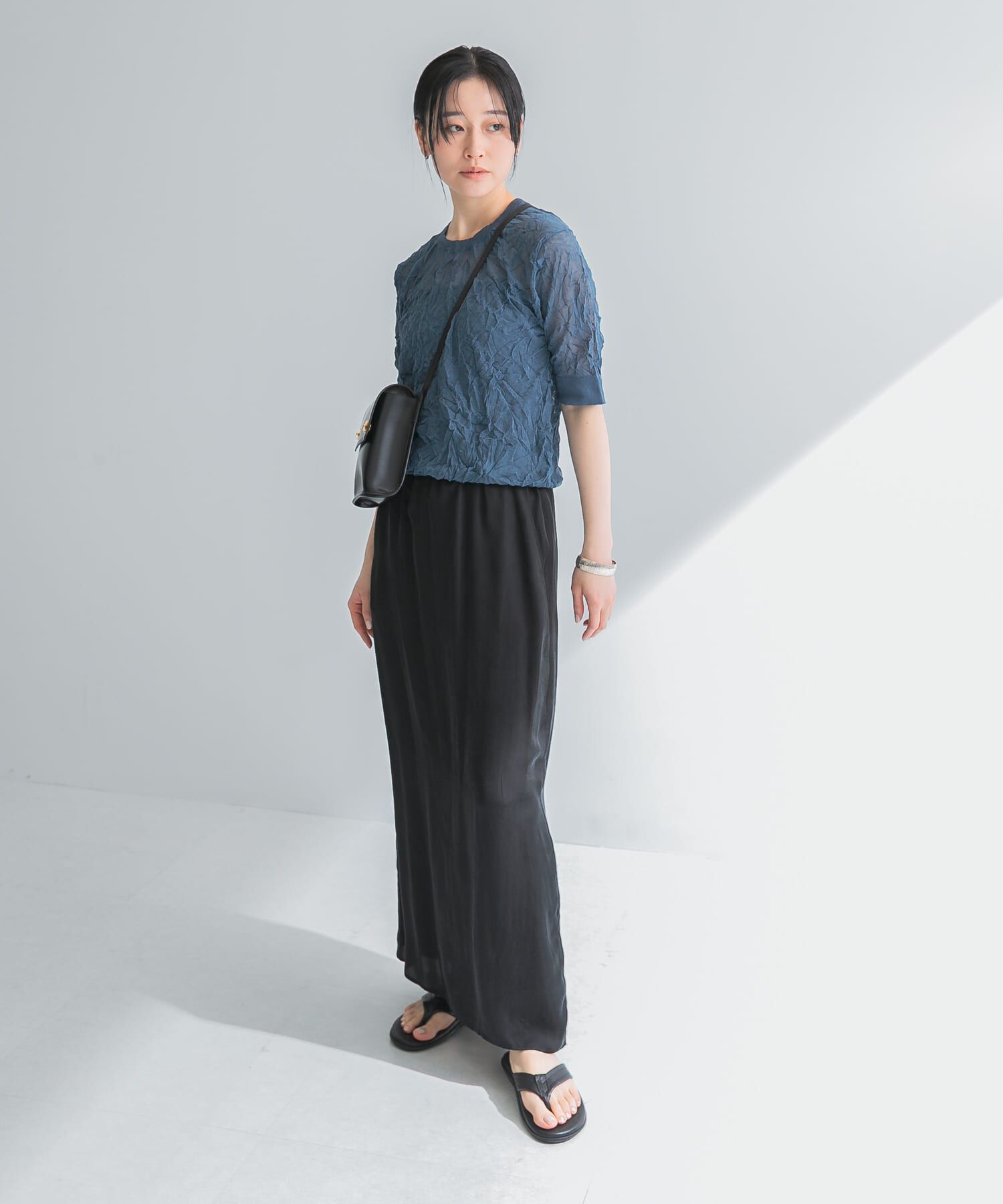 URBAN RESEARCH「new basic　リネン混ワッシャーハーフスリーブニット」|ニット・セーター|