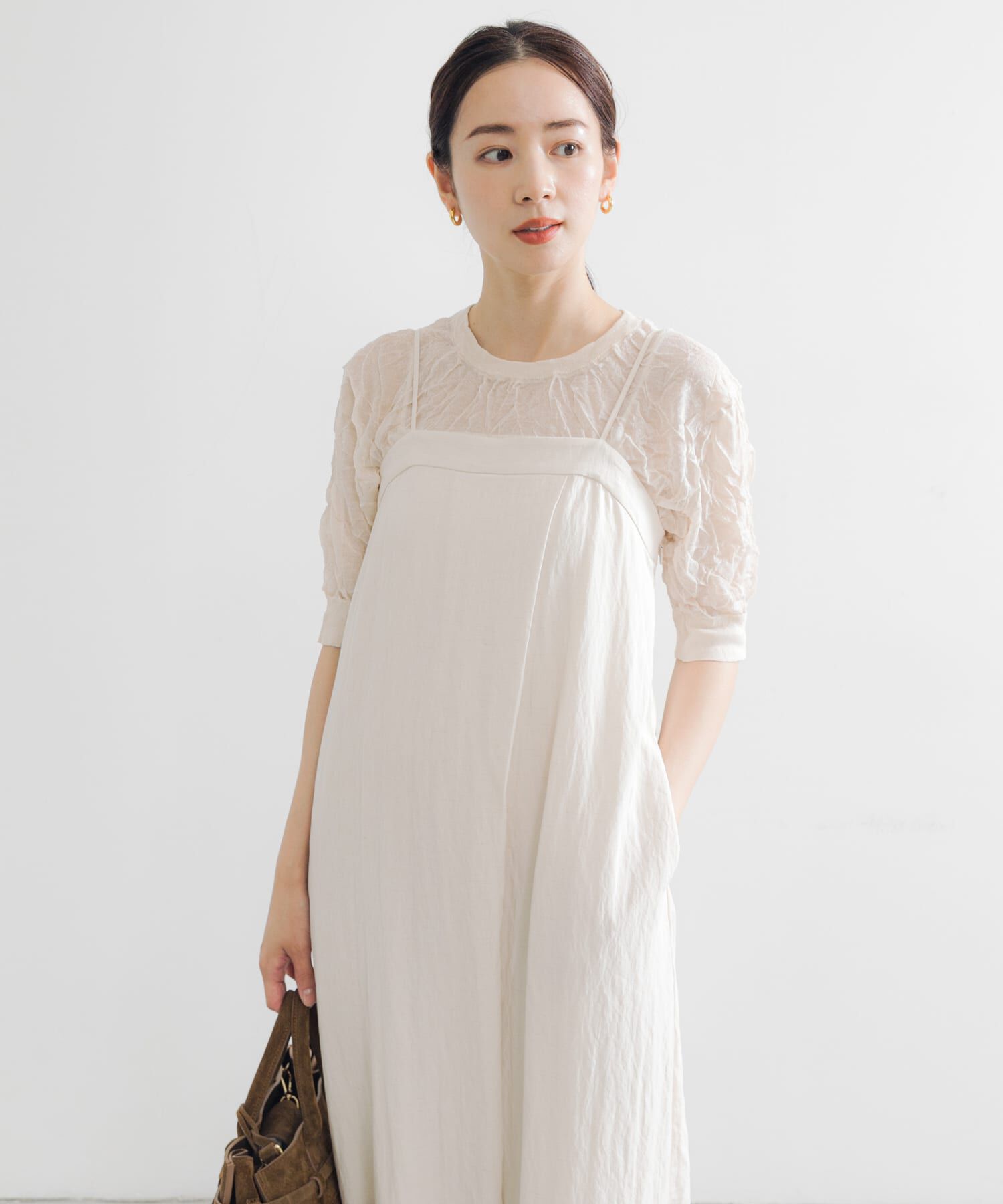 URBAN RESEARCH「new basic　リネン混ワッシャーハーフスリーブニット」|ニット・セーター|