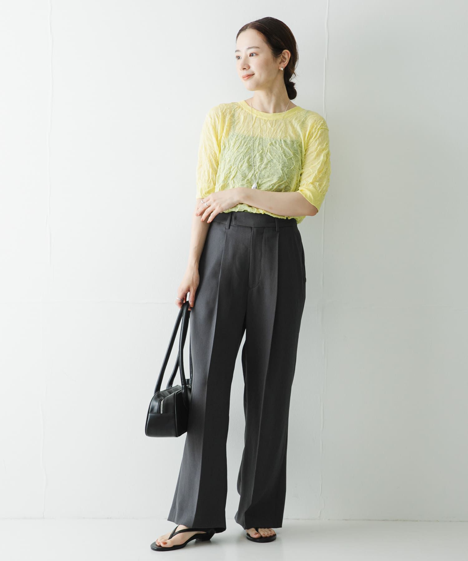 URBAN RESEARCH「new basic　リネン混ワッシャーハーフスリーブニット」|ニット・セーター|