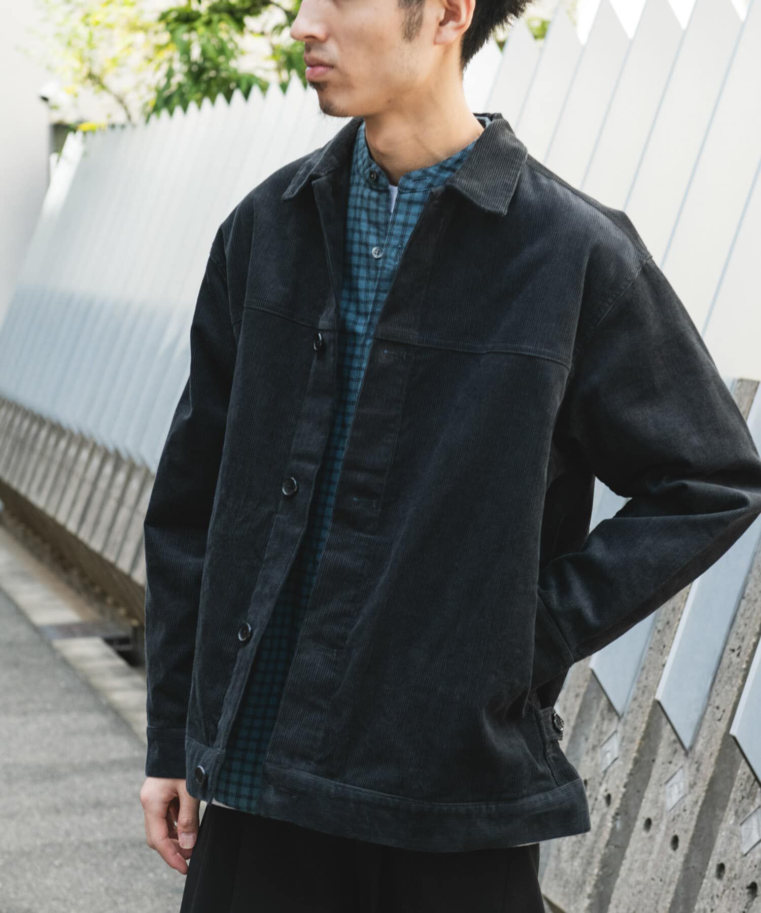 URBAN RESEARCH DOORS「コーデュロイ トラッカージャケット」|ノーカラーコート|