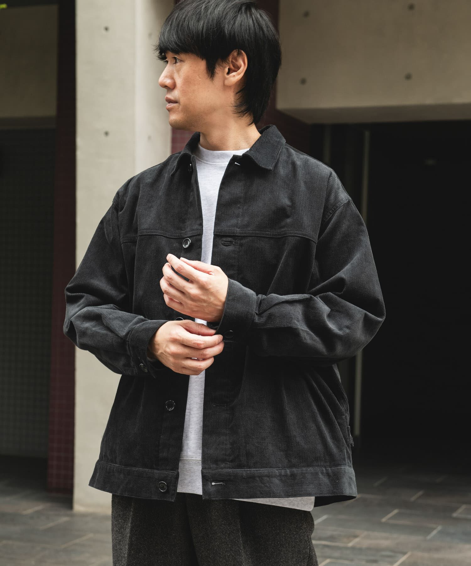 URBAN RESEARCH DOORS「コーデュロイ トラッカージャケット」|ノーカラーコート|