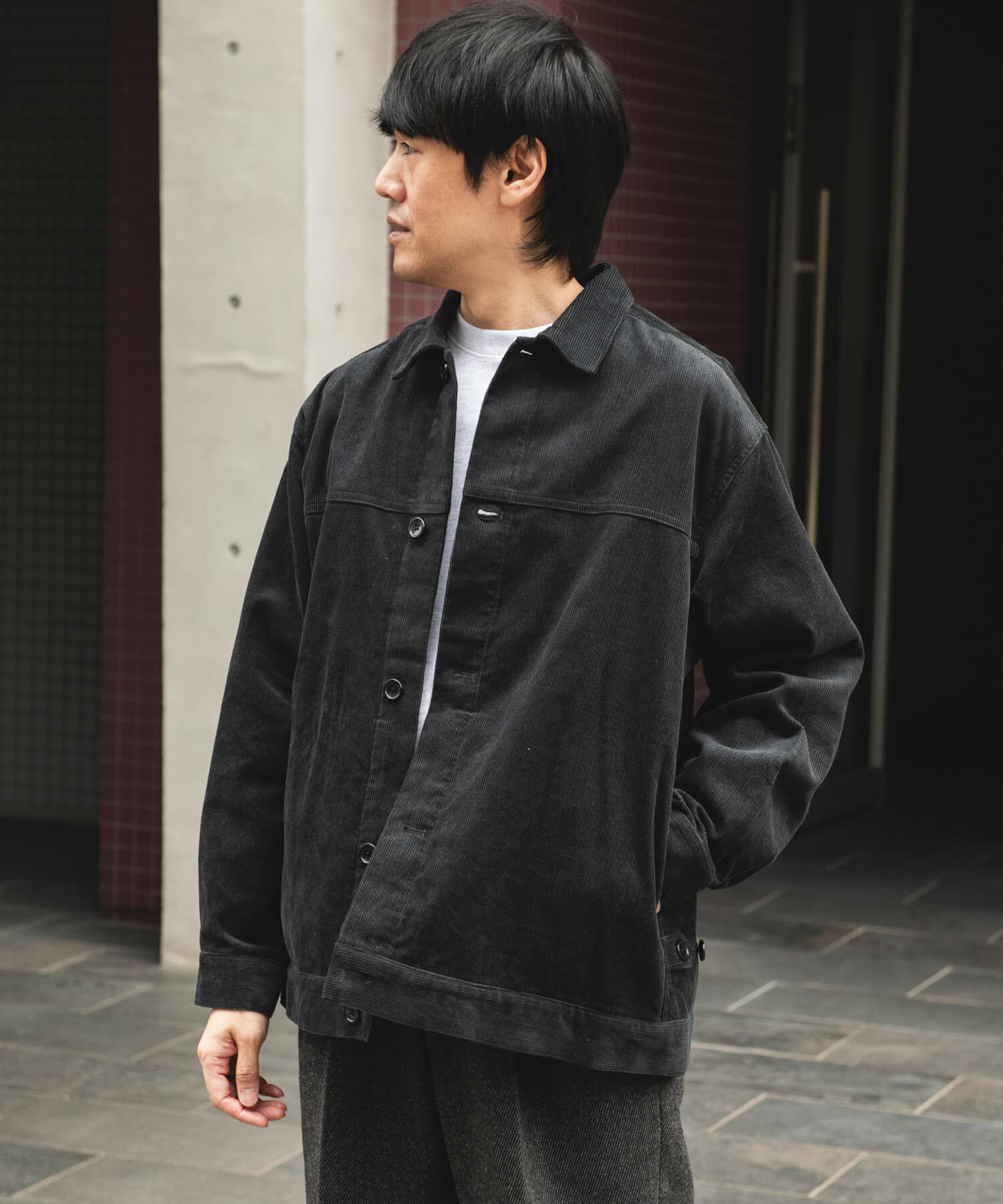 URBAN RESEARCH DOORS「コーデュロイ トラッカージャケット」|ノーカラーコート|