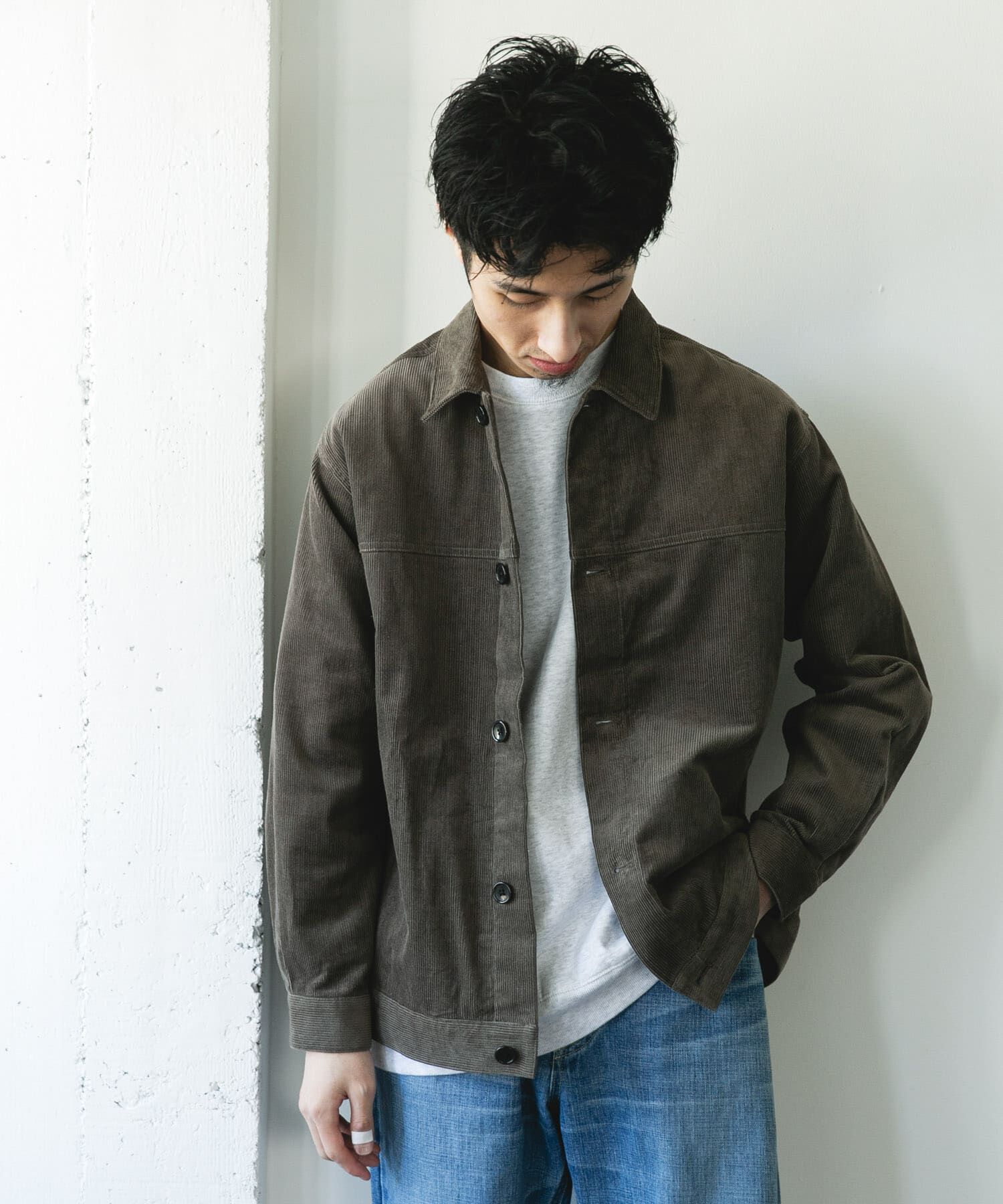 URBAN RESEARCH DOORS「コーデュロイ トラッカージャケット」|ノーカラーコート|