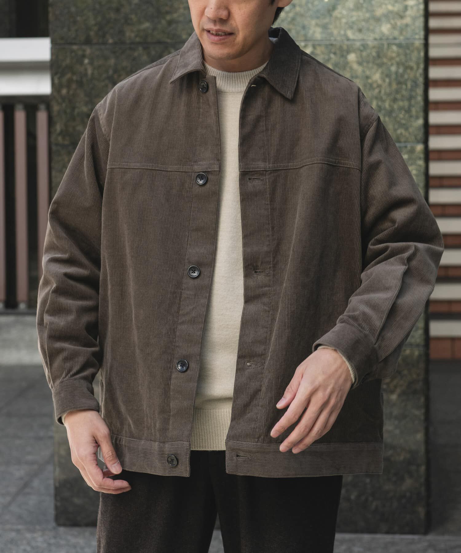 URBAN RESEARCH DOORS「コーデュロイ トラッカージャケット」|ノーカラーコート|