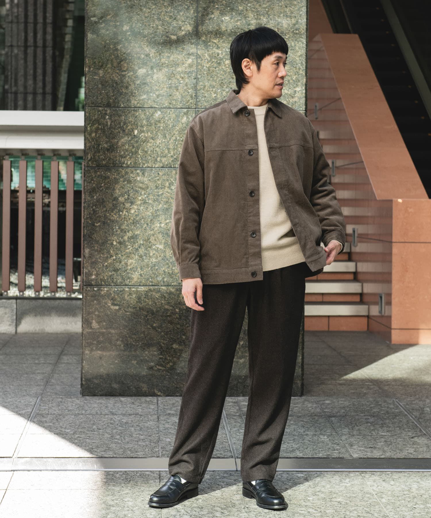URBAN RESEARCH DOORS「コーデュロイ トラッカージャケット」|ノーカラーコート|