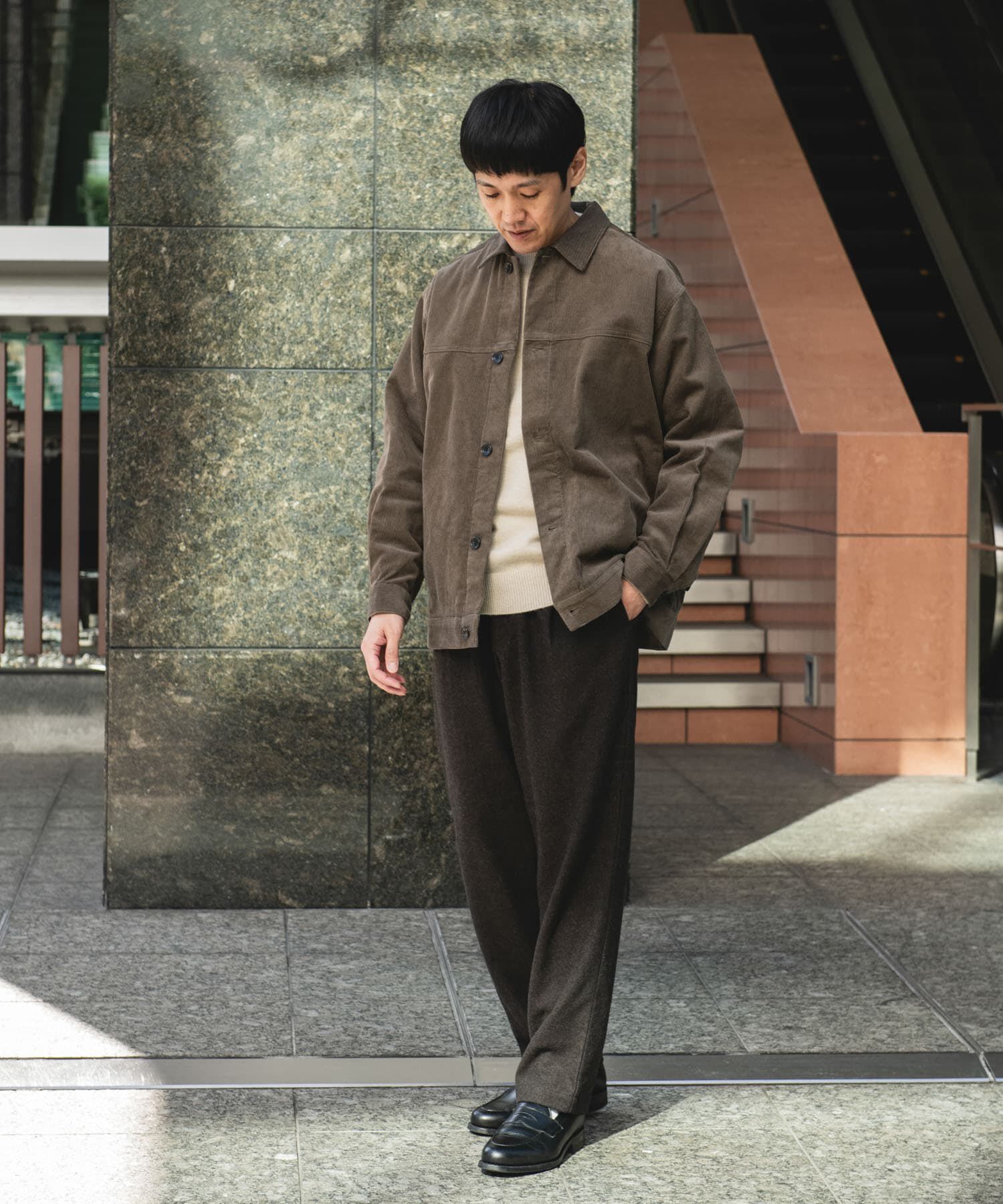 URBAN RESEARCH DOORS「コーデュロイ トラッカージャケット」|ノーカラーコート|