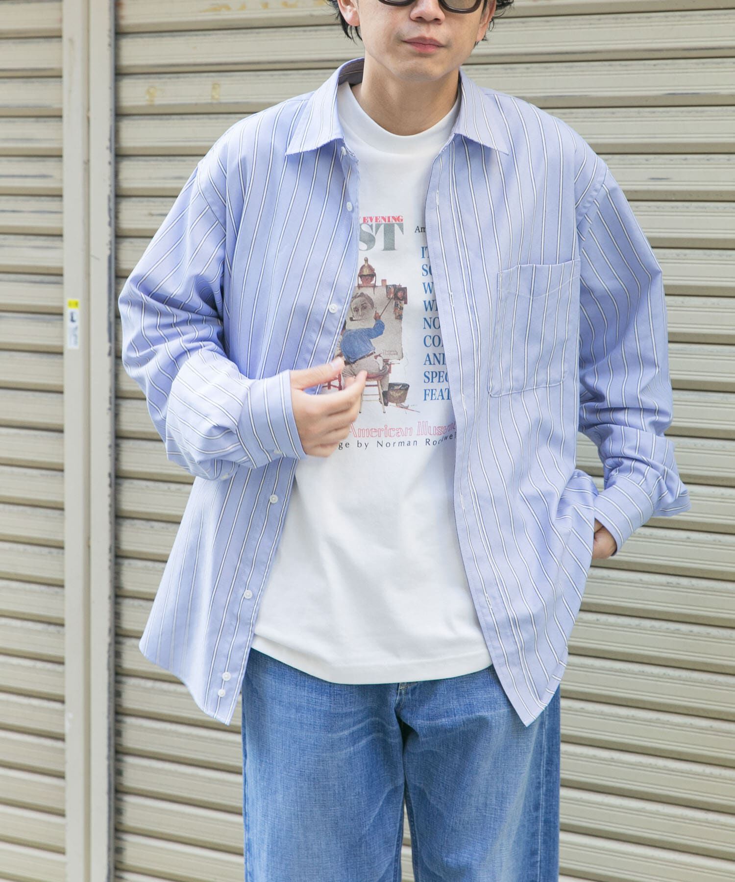 URBAN RESEARCH DOORS「FORK&SPOON　PEオックスシャツ」|シャツ・ブラウス|ブルー系その他