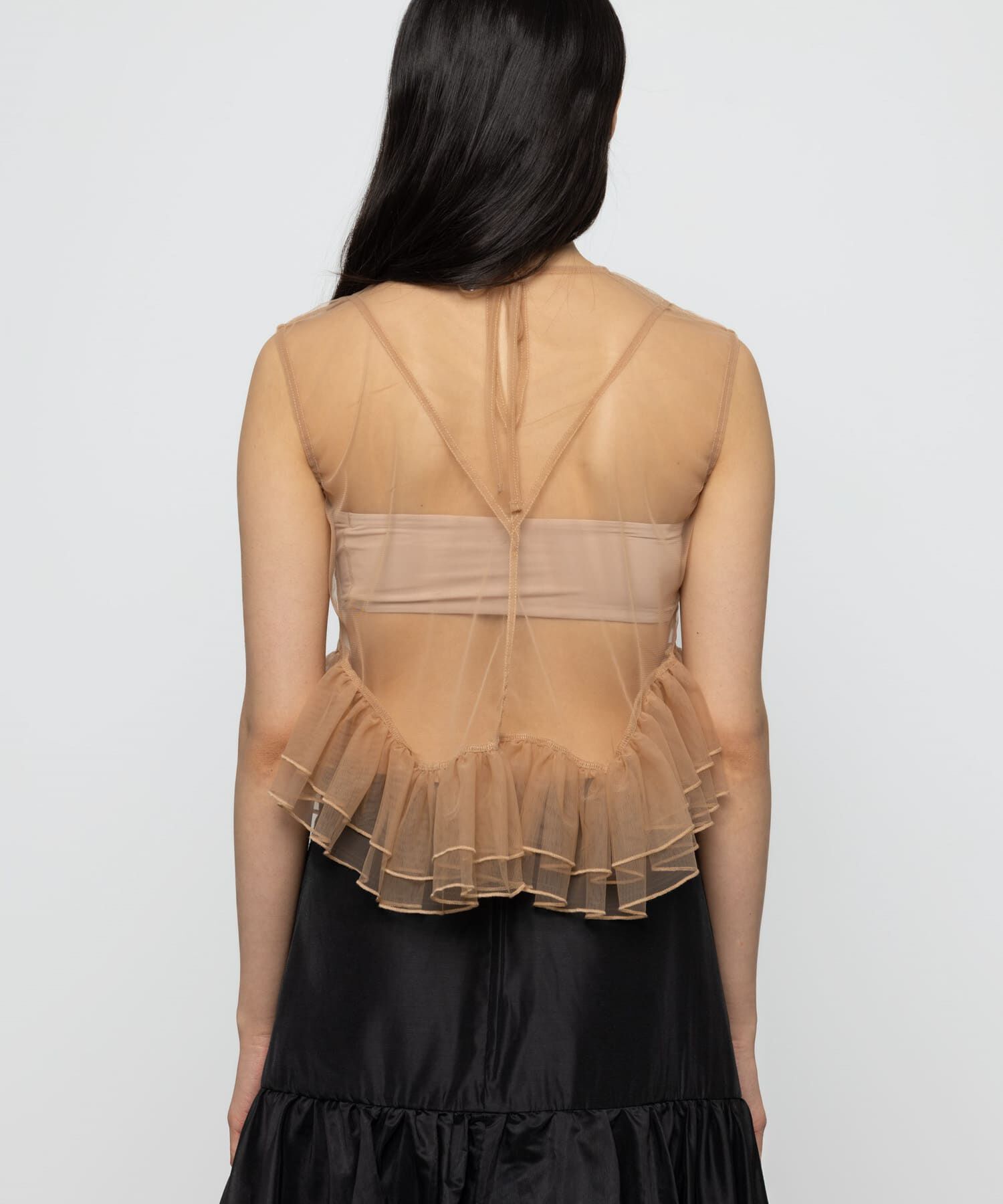 URBAN RESEARCH「ESTHE　TULLE PEPLUM RUFFLE TOP」|シャツ・ブラウス|