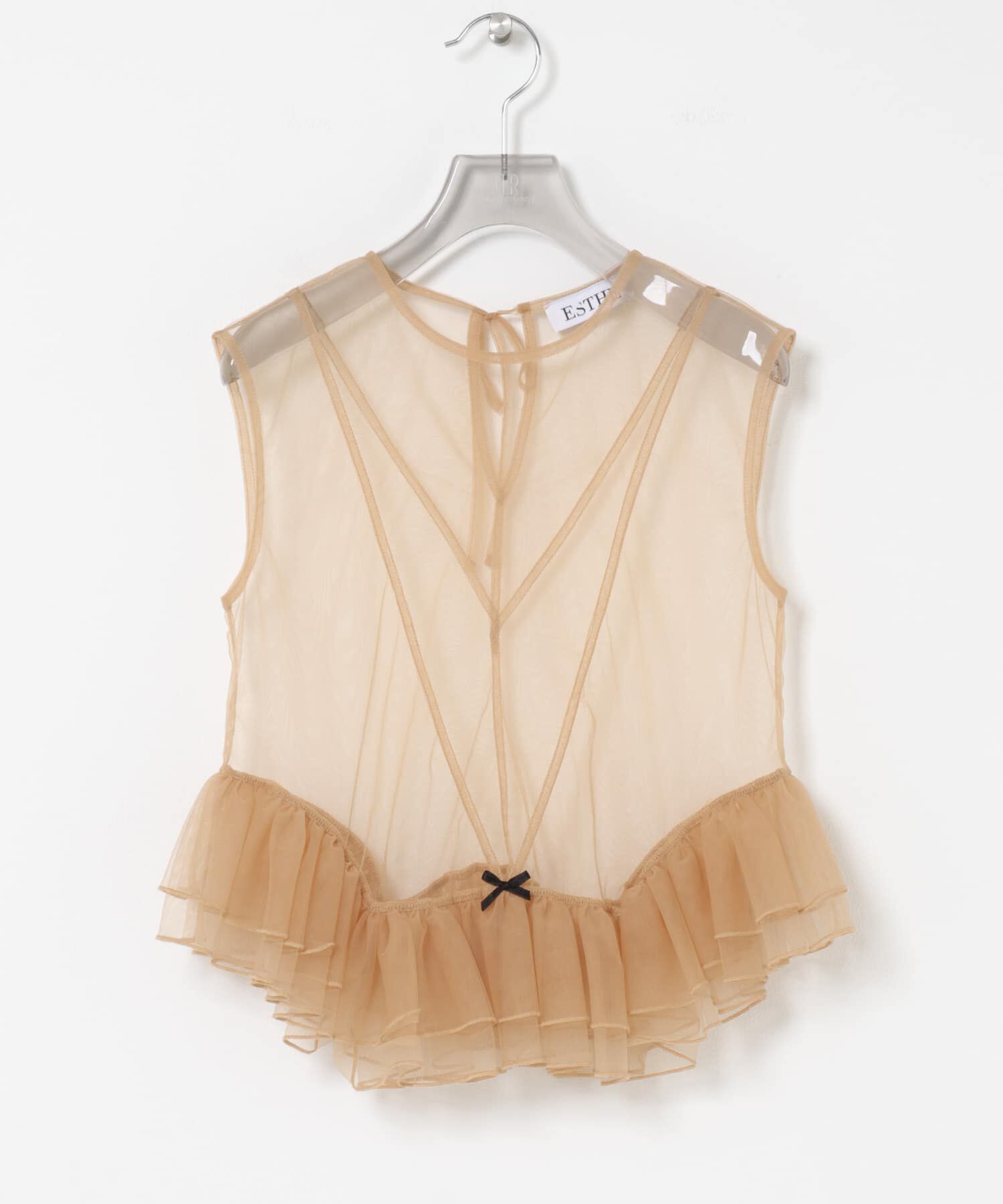 URBAN RESEARCH「ESTHE　TULLE PEPLUM RUFFLE TOP」|シャツ・ブラウス|