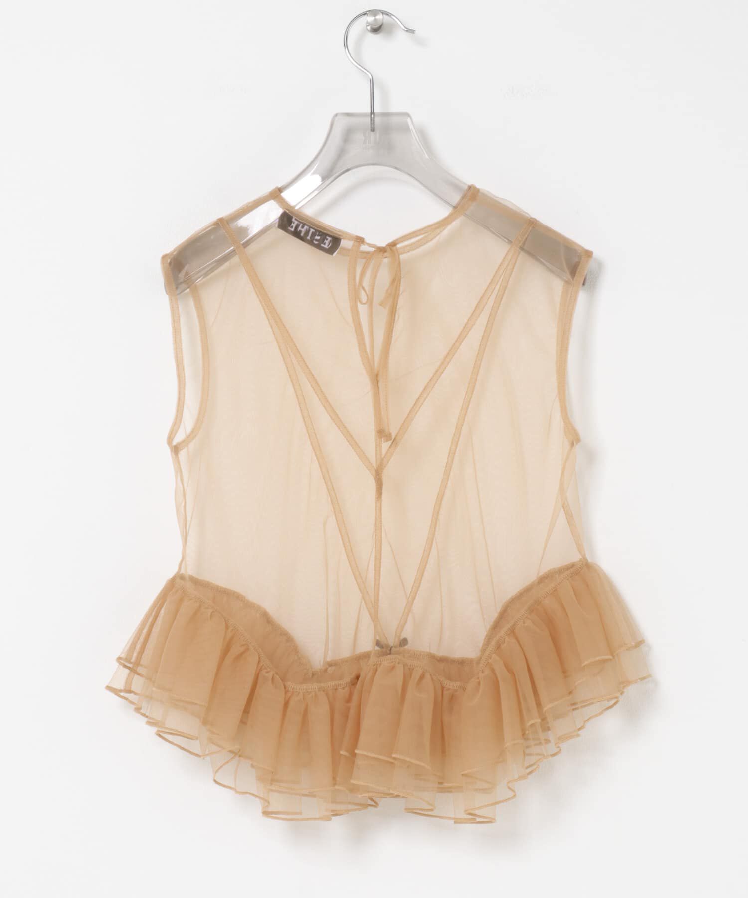 URBAN RESEARCH「ESTHE　TULLE PEPLUM RUFFLE TOP」|シャツ・ブラウス|