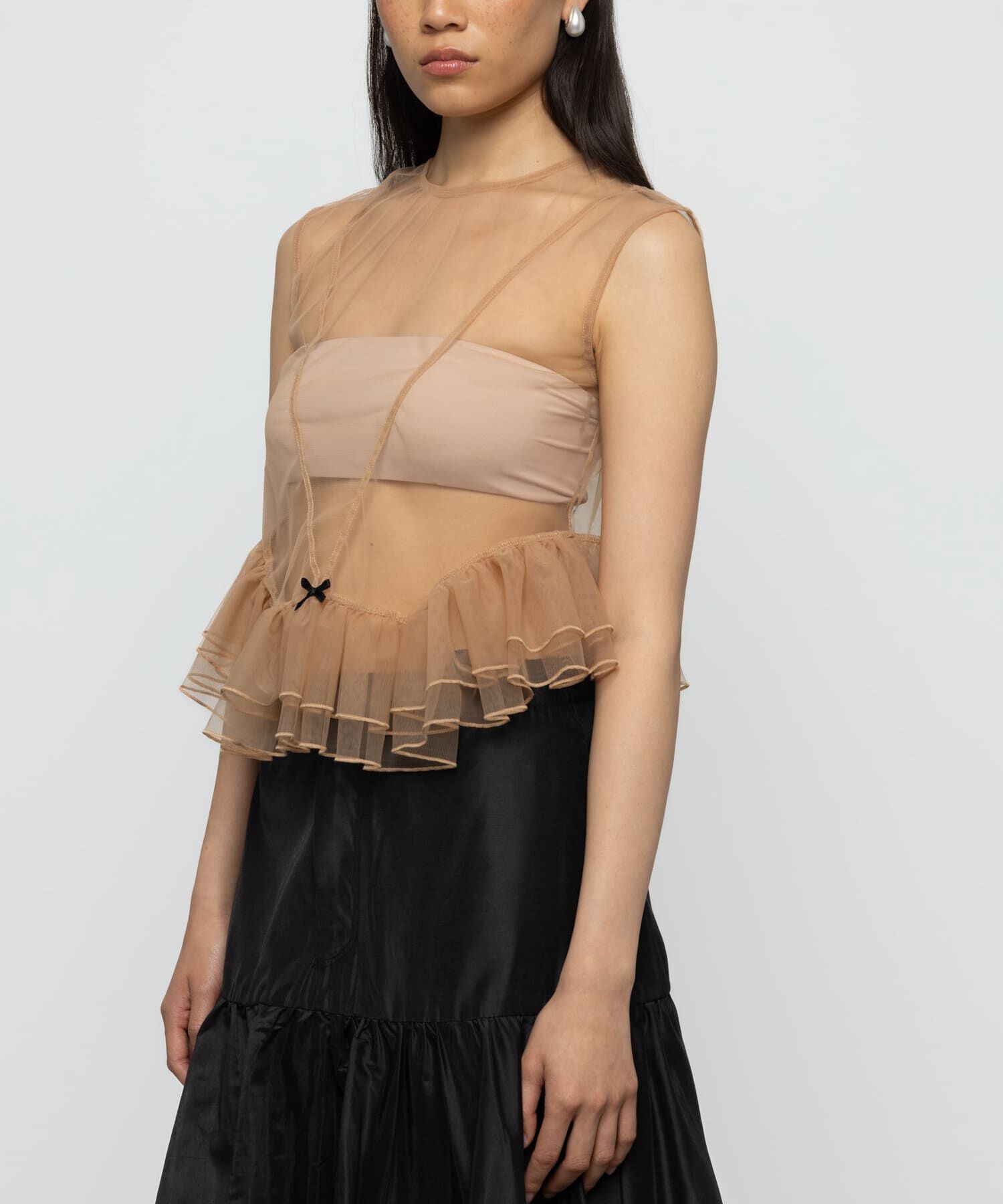 URBAN RESEARCH「ESTHE　TULLE PEPLUM RUFFLE TOP」|シャツ・ブラウス|