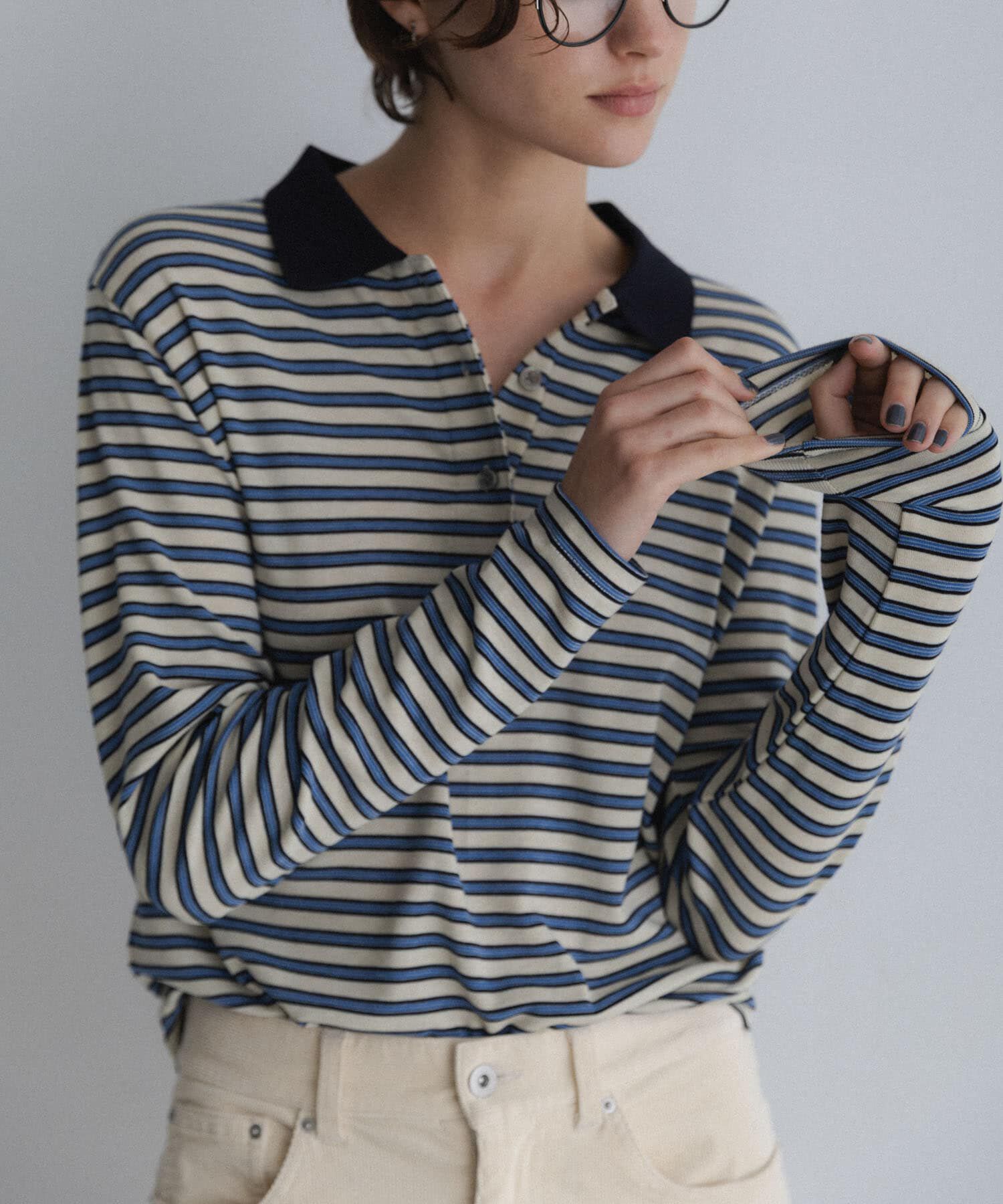 Sonny Label 「マルチボーダースムースポロシャツ」|ポロシャツ|オフホワイト