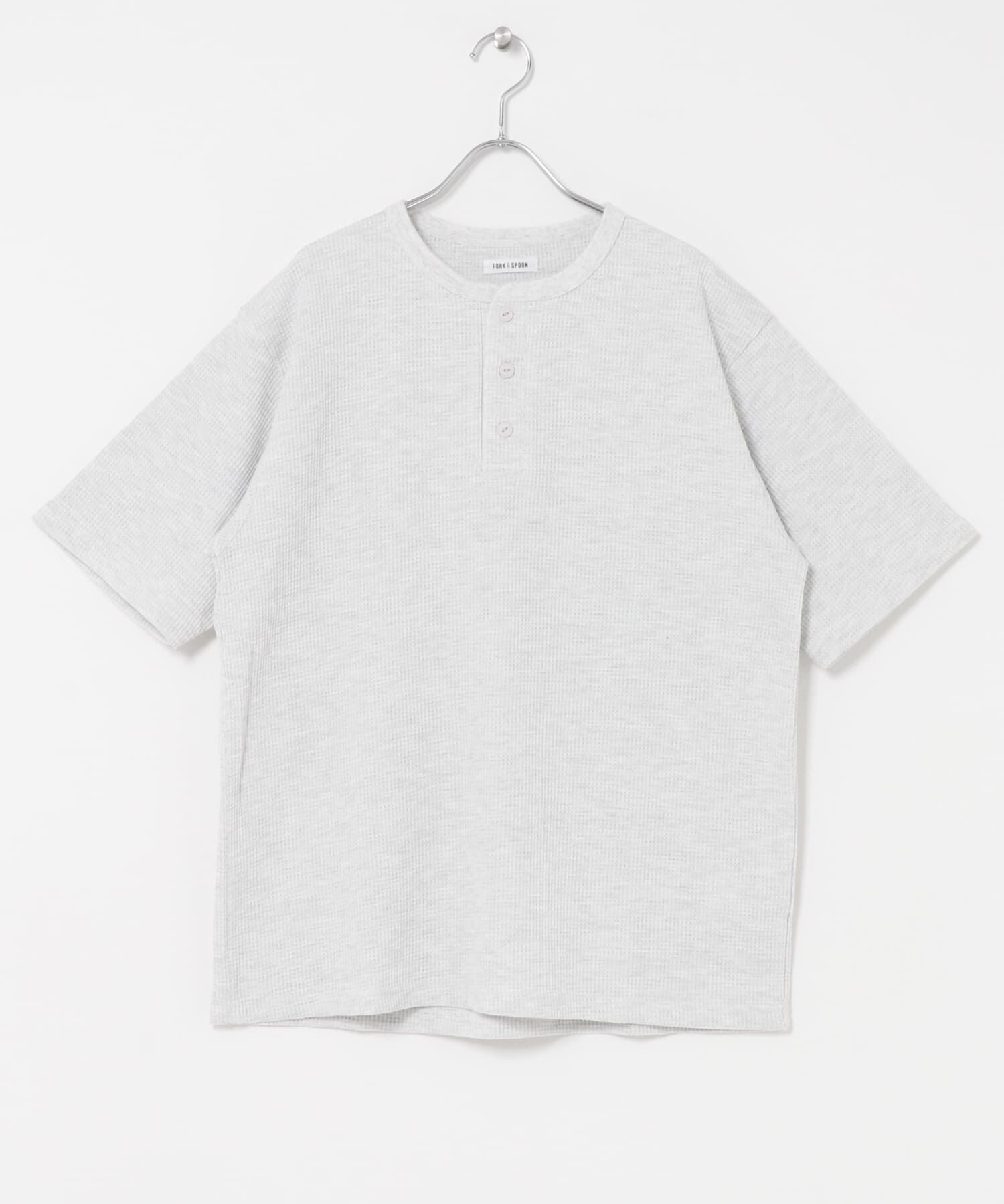 URBAN RESEARCH DOORS「FORK&SPOON　ワッフルヘンリーTシャツ」|Tシャツ・カットソー|グレー