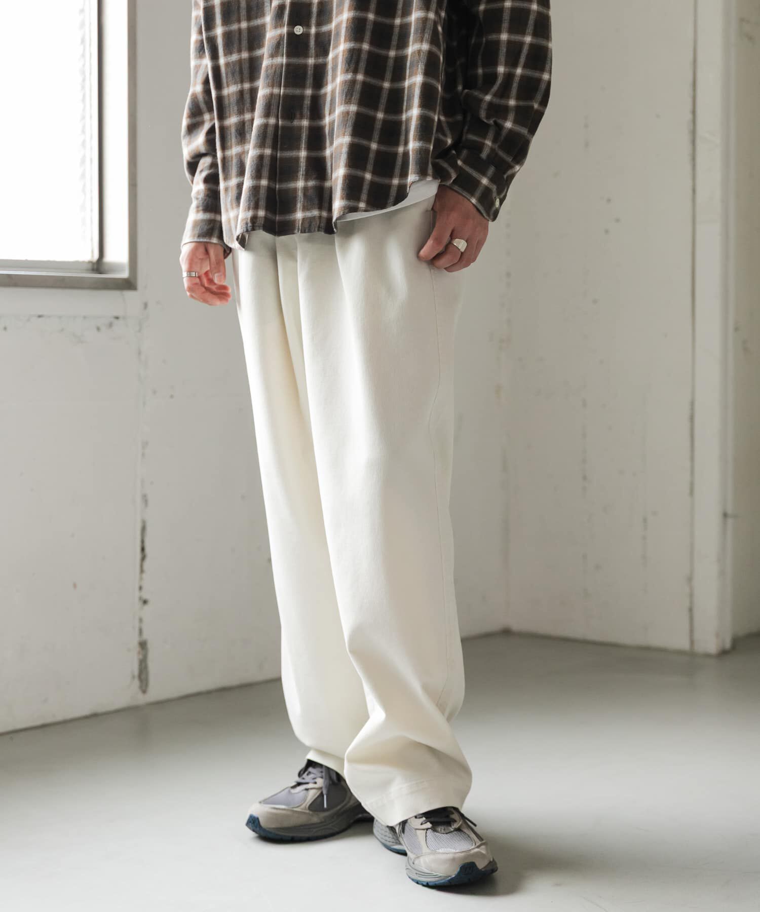 URBAN RESEARCH DOORS「FORK&SPOON　メッシュデニムワイドパンツ」|その他|ベージュ