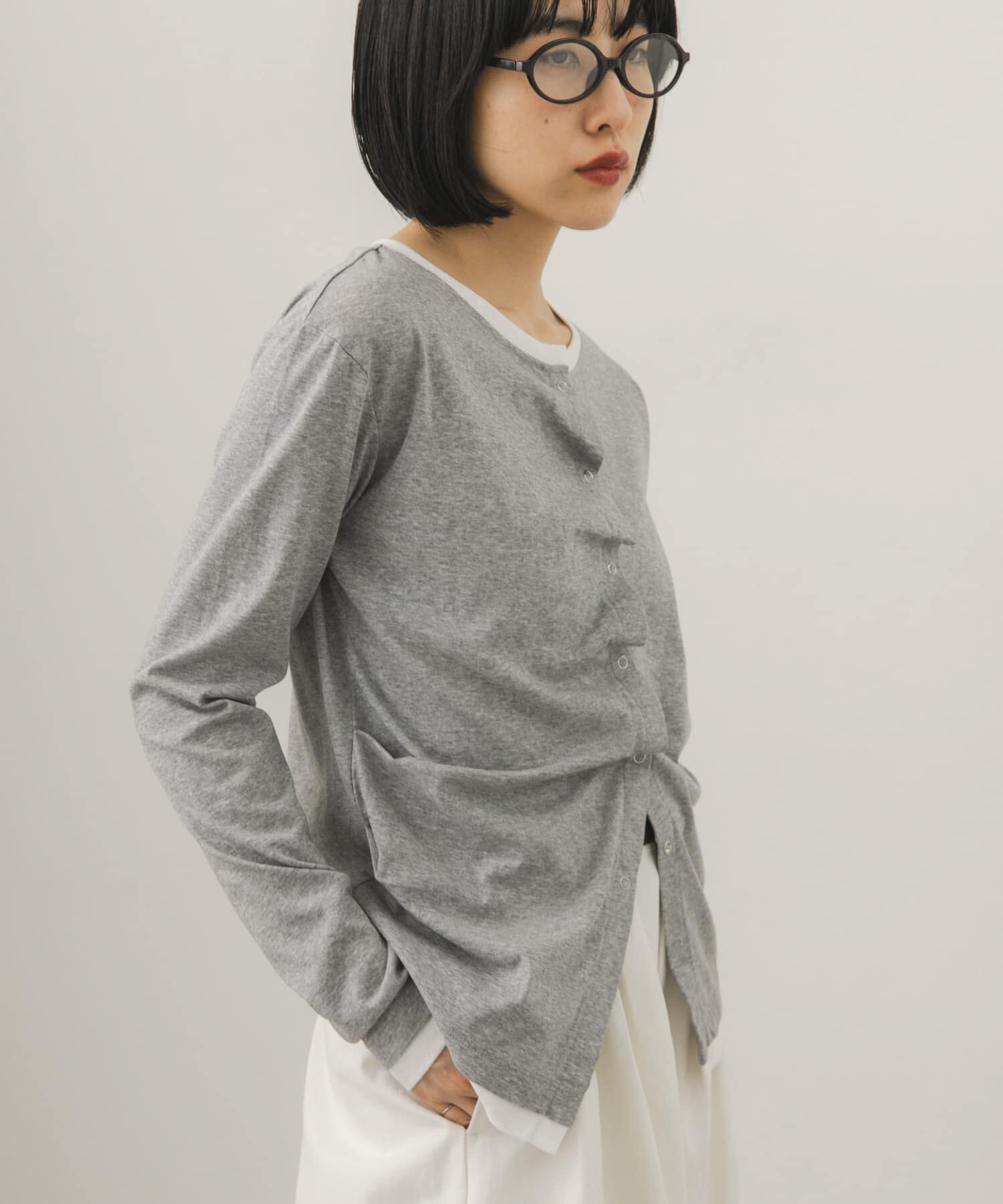  「バイカラーアシメタックトップス」|Tシャツ・カットソー|グレー