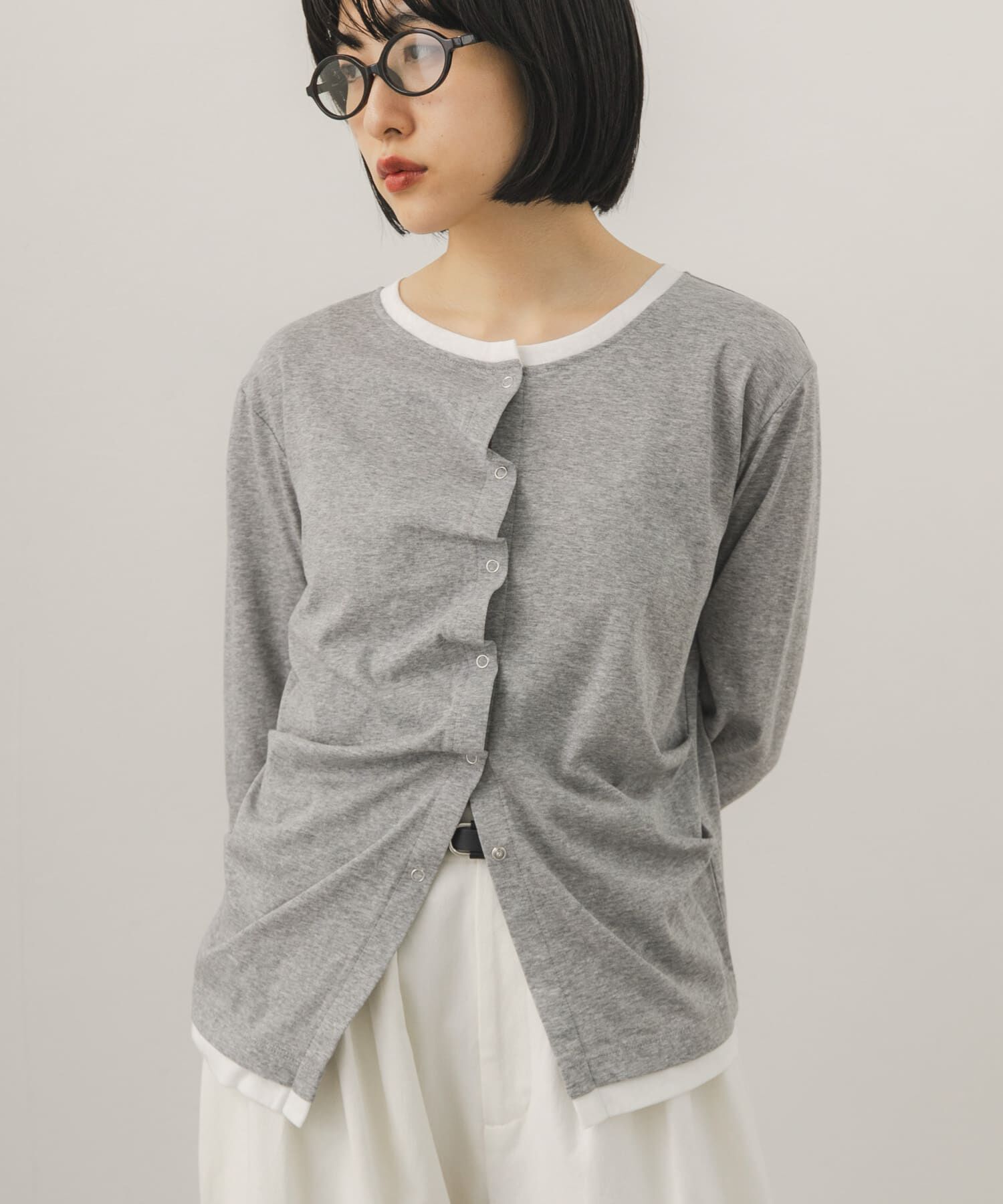  「バイカラーアシメタックトップス」|Tシャツ・カットソー|