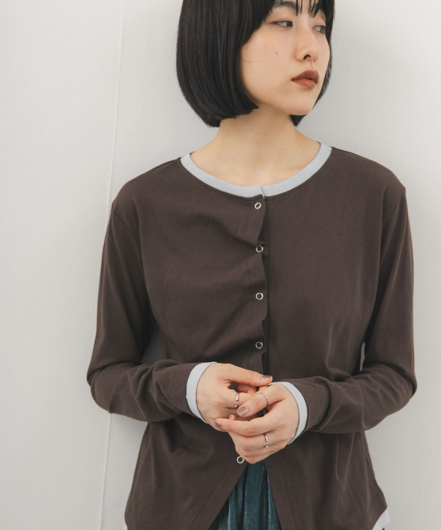  「バイカラーアシメタックトップス」|Tシャツ・カットソー|