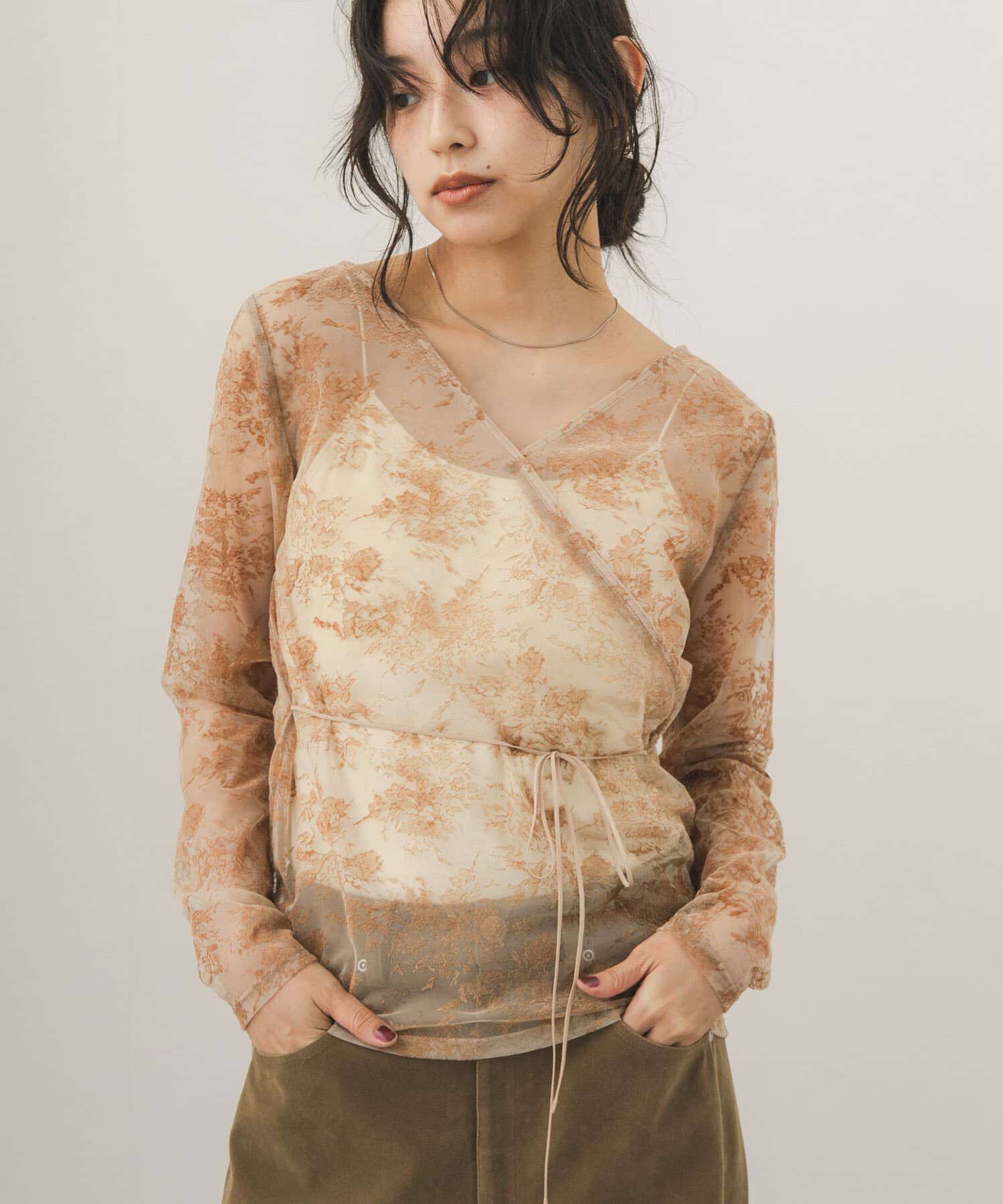  「2WAYフロッキーフラワートップス」|Tシャツ・カットソー|