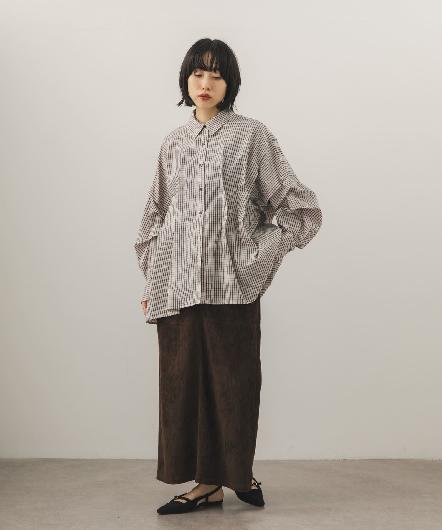  「ランダムタックチェックシャツ」|シャツ・ブラウス|