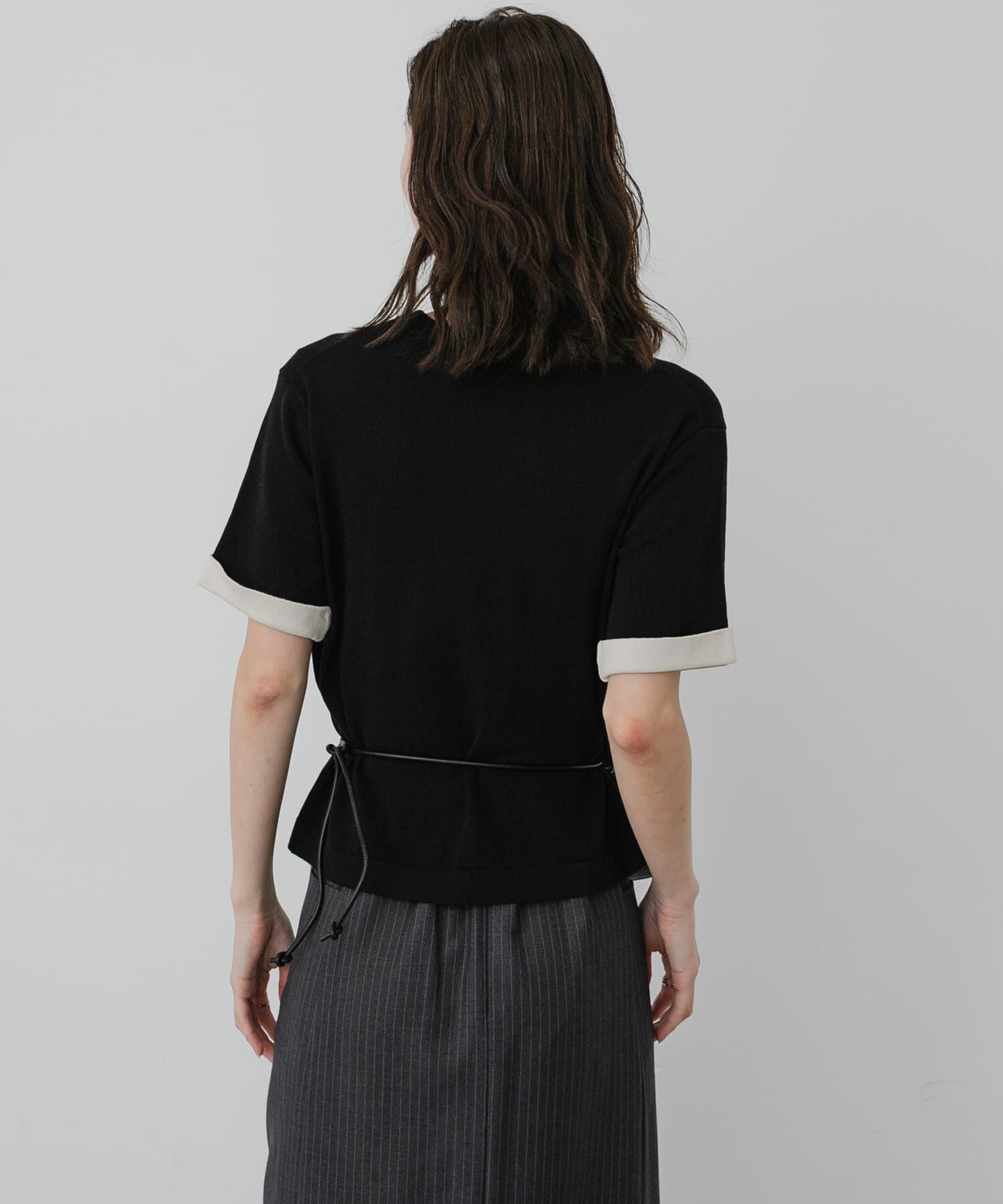 SENSE OF PLACE by URBAN RESEARCH「『洗濯可』バイカラーロールスリーブニットTシャツ」|ニット・セーター|