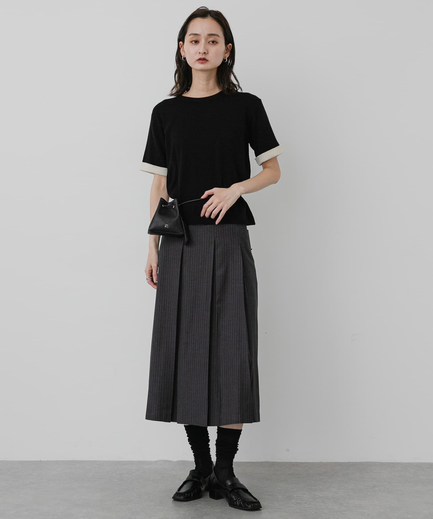 SENSE OF PLACE by URBAN RESEARCH「『洗濯可』バイカラーロールスリーブニットTシャツ」|ニット・セーター|