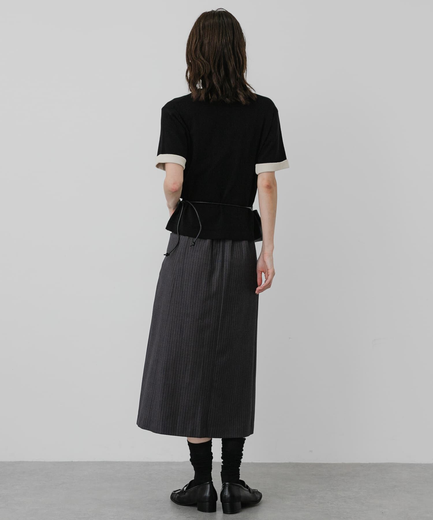 SENSE OF PLACE by URBAN RESEARCH「『洗濯可』バイカラーロールスリーブニットTシャツ」|ニット・セーター|