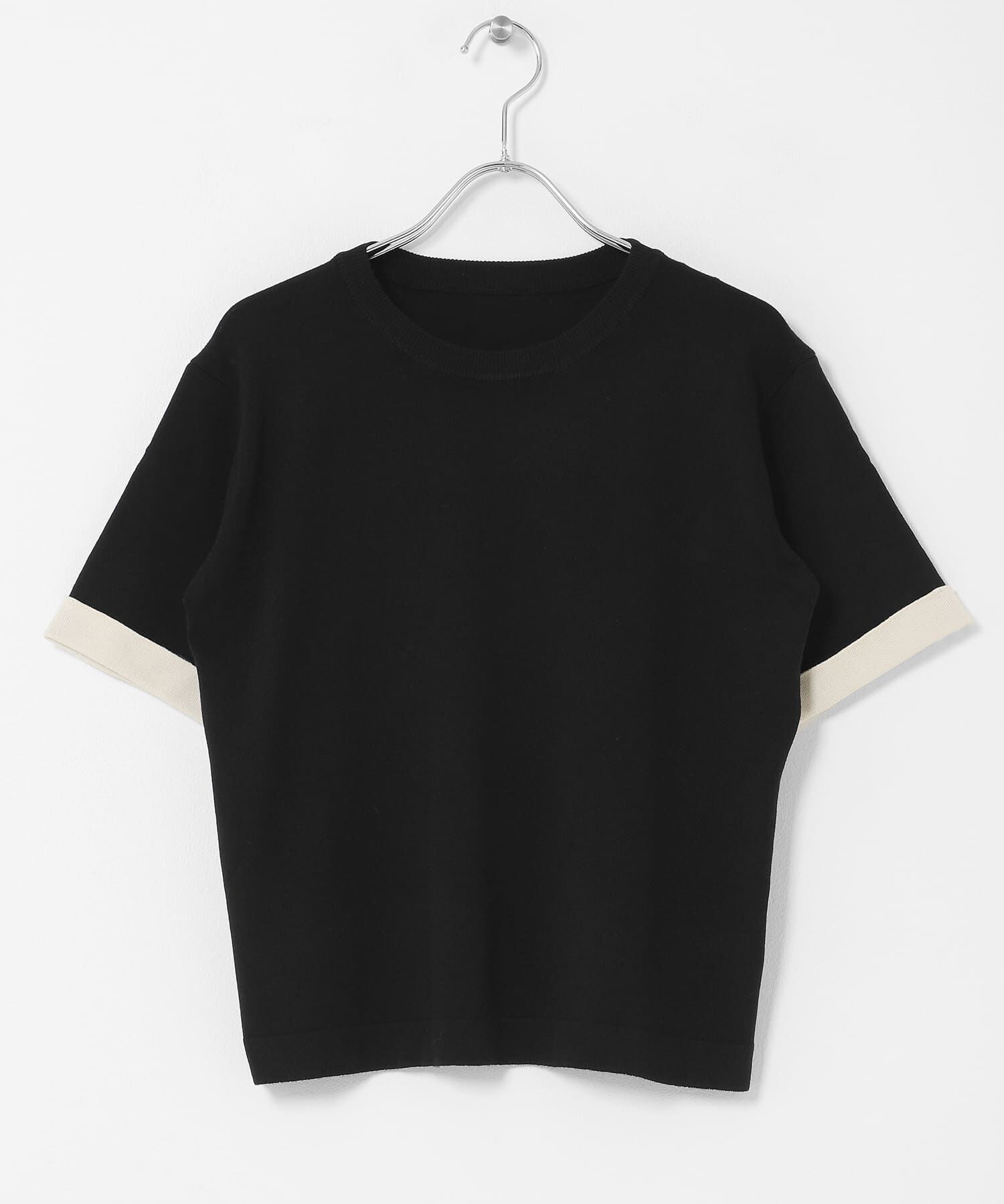 SENSE OF PLACE by URBAN RESEARCH「『洗濯可』バイカラーロールスリーブニットTシャツ」|ニット・セーター|