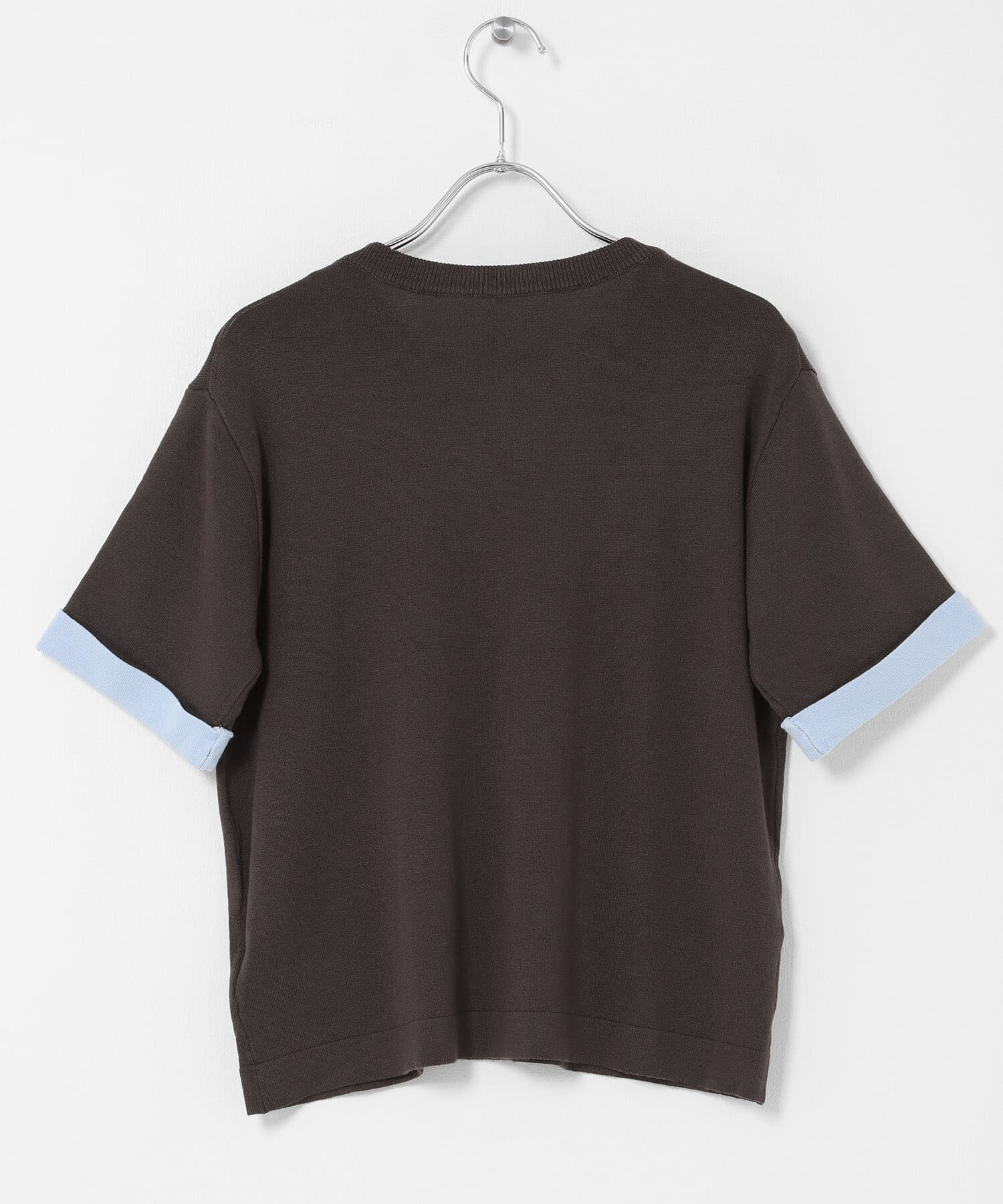 SENSE OF PLACE by URBAN RESEARCH「『洗濯可』バイカラーロールスリーブニットTシャツ」|ニット・セーター|