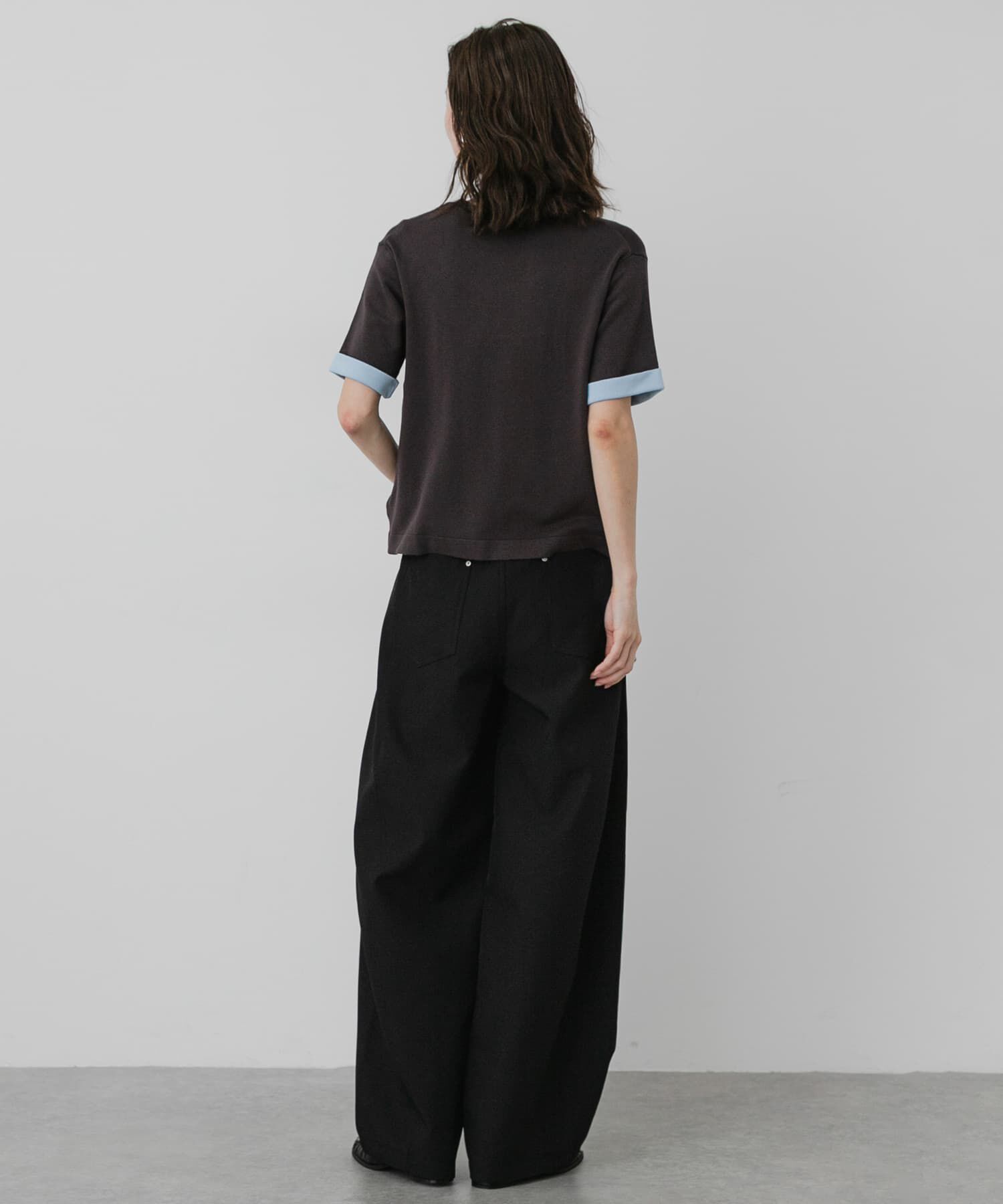 SENSE OF PLACE by URBAN RESEARCH「『洗濯可』バイカラーロールスリーブニットTシャツ」|ニット・セーター|