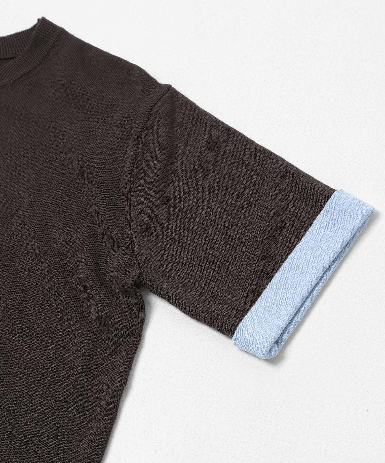 SENSE OF PLACE by URBAN RESEARCH「『洗濯可』バイカラーロールスリーブニットTシャツ」|ニット・セーター|