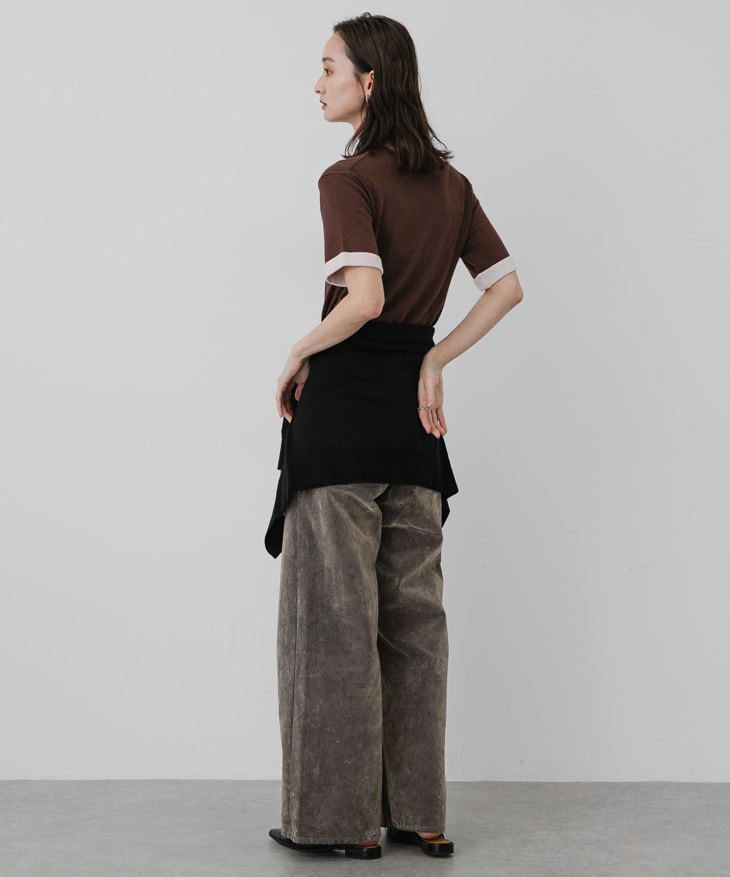 SENSE OF PLACE by URBAN RESEARCH「『洗濯可』バイカラーロールスリーブニットTシャツ」|ニット・セーター|