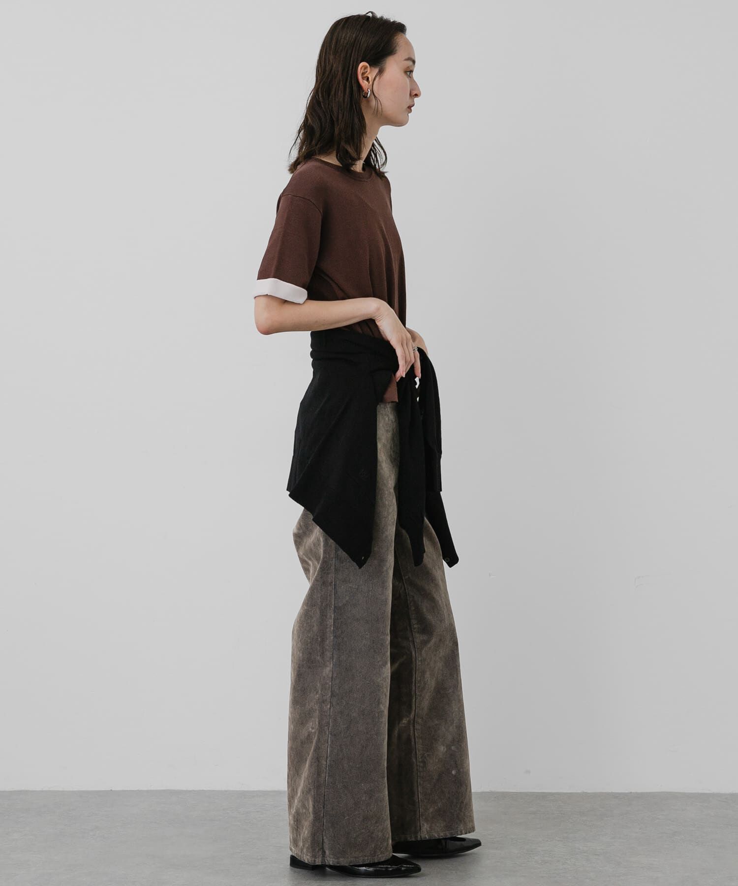 SENSE OF PLACE by URBAN RESEARCH「『洗濯可』バイカラーロールスリーブニットTシャツ」|ニット・セーター|