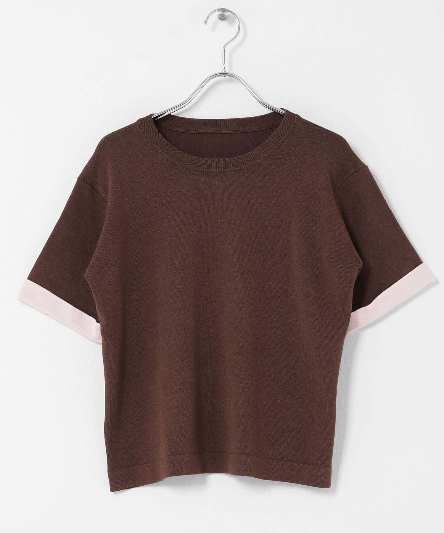SENSE OF PLACE by URBAN RESEARCH「『洗濯可』バイカラーロールスリーブニットTシャツ」|ニット・セーター|