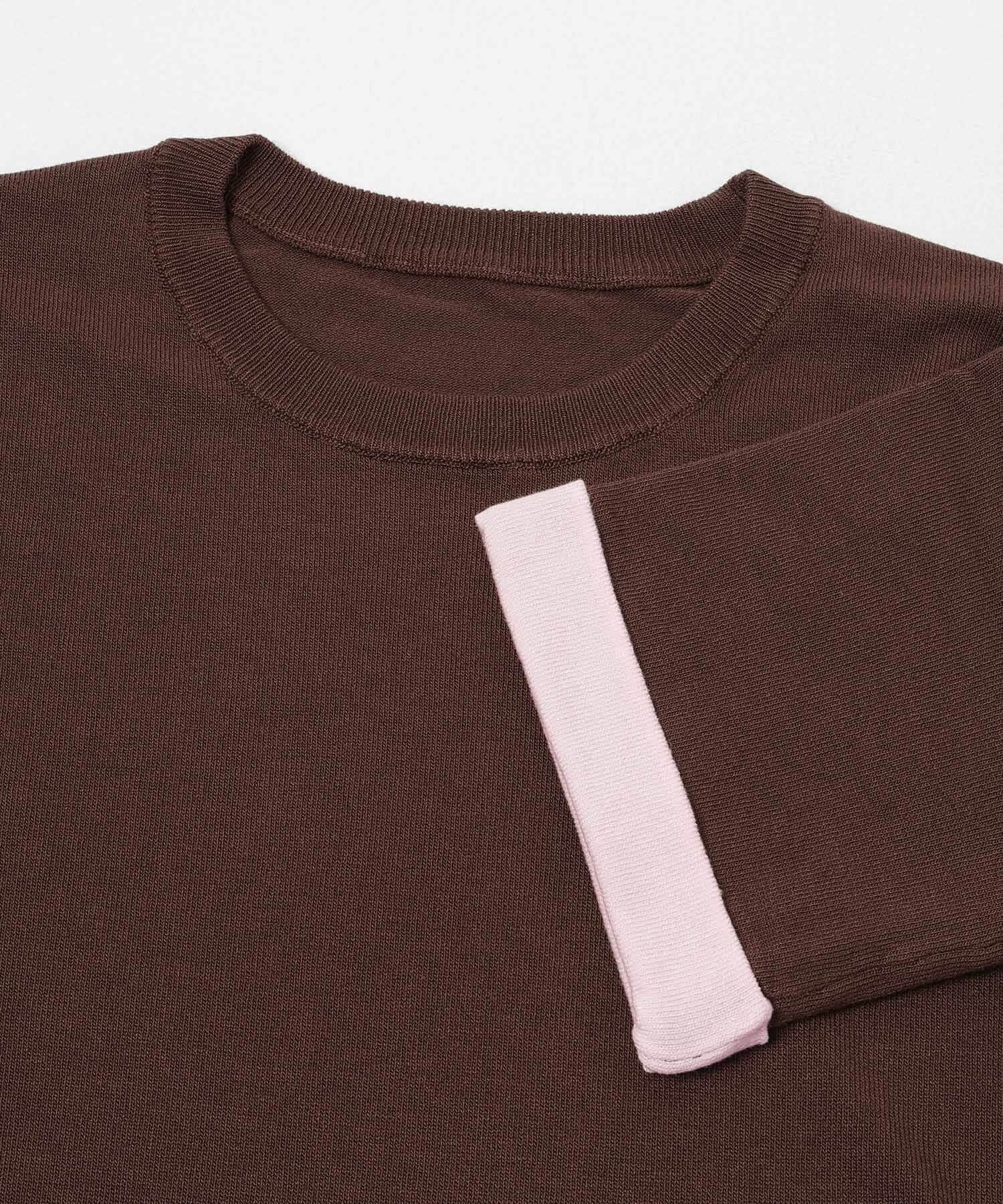 SENSE OF PLACE by URBAN RESEARCH「『洗濯可』バイカラーロールスリーブニットTシャツ」|ニット・セーター|