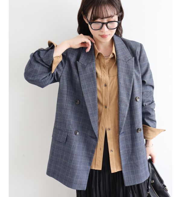  「グレンチェックダブルブレストジャケット」|その他|ネイビー柄