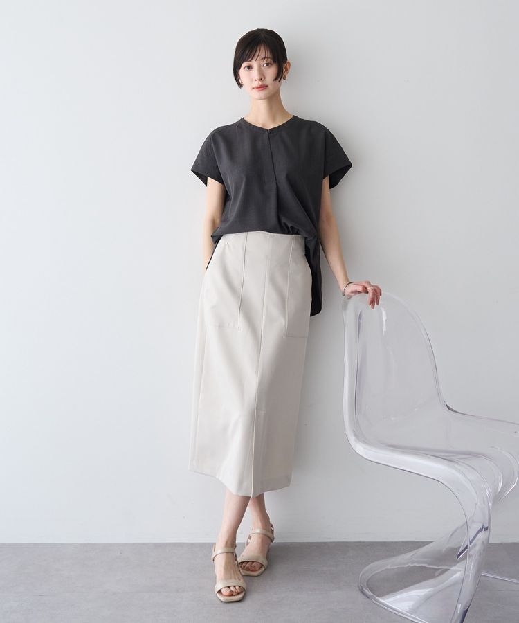 YECCA VECCA「ドライタッチナロースカート」|スカート|Light beige