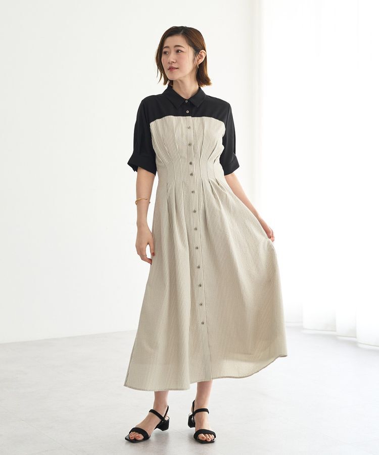 YECCA VECCA「ハーフスリーブベアドッキングワンピース」|ワンピース|