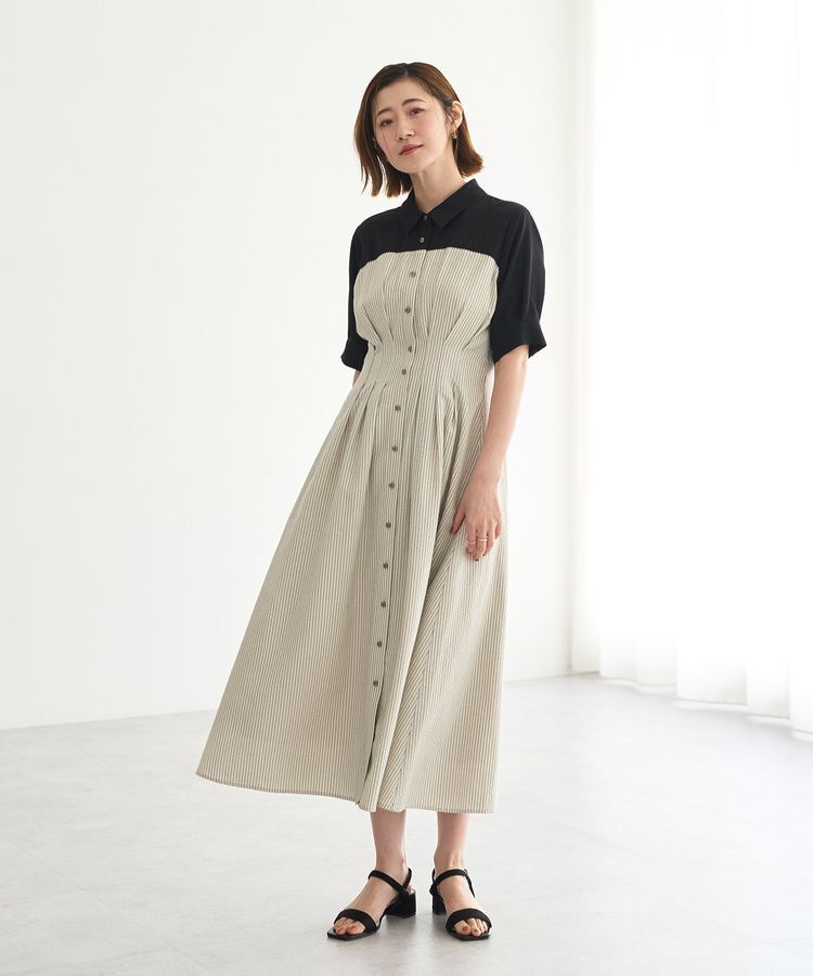 YECCA VECCA「ハーフスリーブベアドッキングワンピース」|ワンピース|