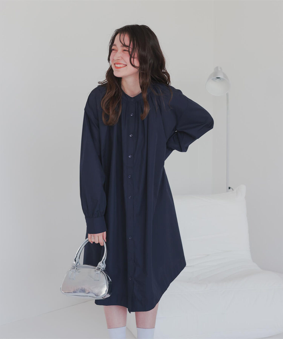 titivate「バックシャーリングワンピース」|ワンピース|ネイビー