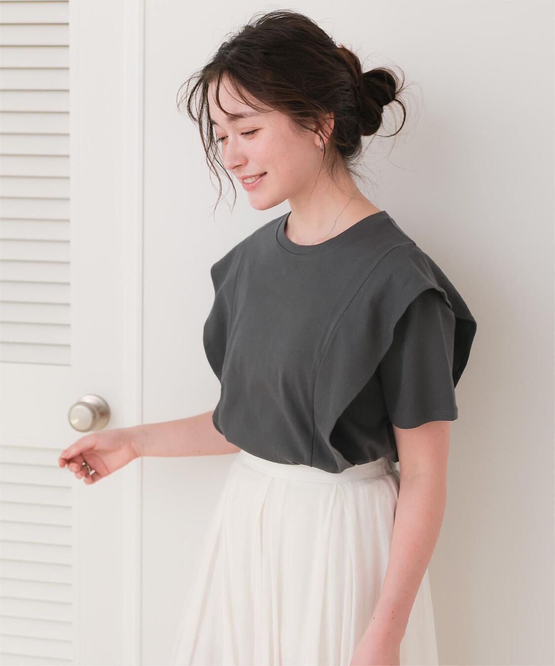 titivate「汗染み防止ラッフルスリーブTシャツ」|Tシャツ・カットソー|
