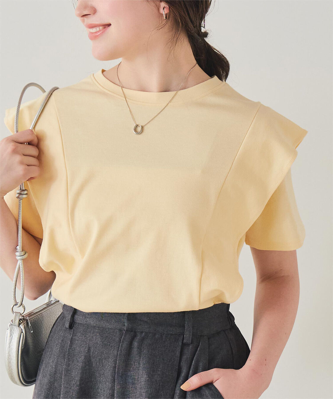 titivate「汗染み防止ラッフルスリーブTシャツ」|Tシャツ・カットソー|