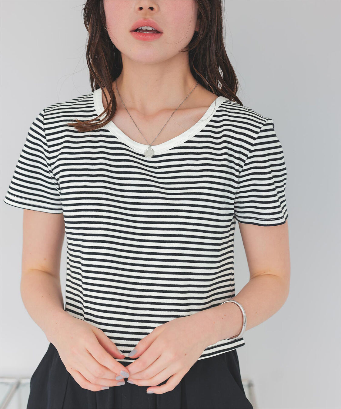 titivate「汗染み防止ｺﾝﾊﾟｸﾄTｼｬﾂ」|Tシャツ・カットソー|ボーダー/オフ