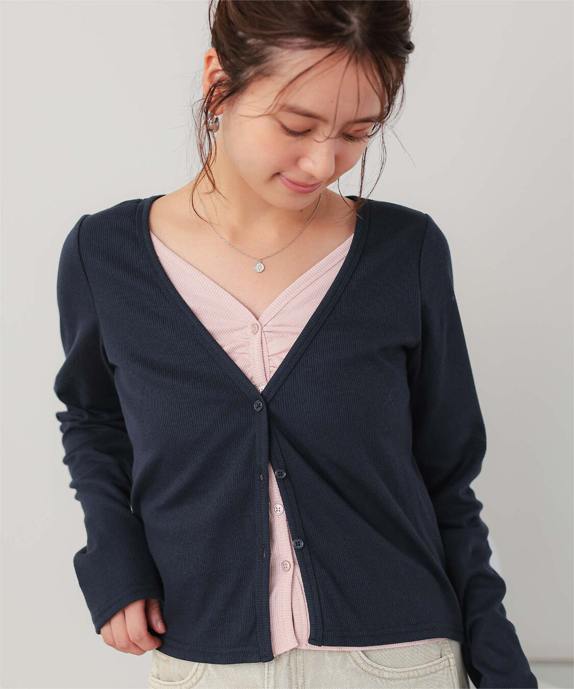 titivate「レイヤード風フロントギャザーデザインカットソートップス」|Tシャツ・カットソー|