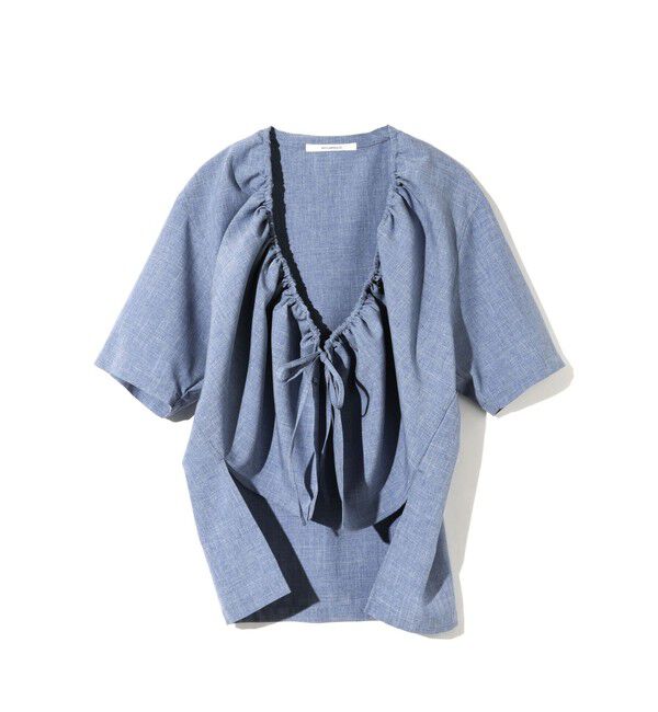 MIDIUMISOLID「MIDIUMISOLID for Ladies ノーカラードローストリングシャツ」|シャツ・ブラウス|