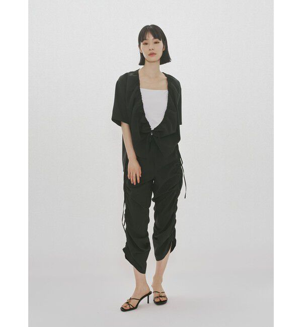 MIDIUMISOLID「MIDIUMISOLID for Ladies ノーカラードローストリングシャツ」|シャツ・ブラウス|