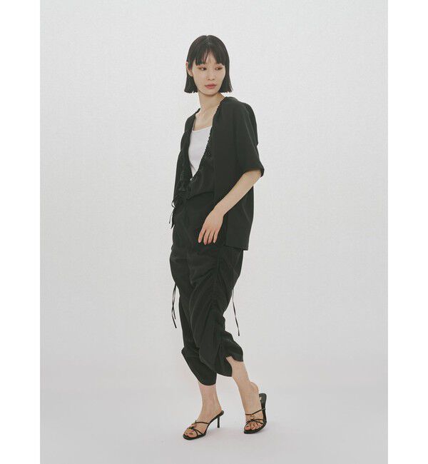 MIDIUMISOLID「MIDIUMISOLID for Ladies ノーカラードローストリングシャツ」|シャツ・ブラウス|