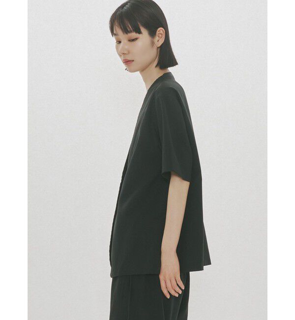 MIDIUMISOLID「MIDIUMISOLID for Ladies ノーカラードローストリングシャツ」|シャツ・ブラウス|